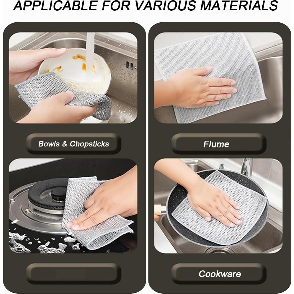 10 Trapos de Cocina WFWJ Reutilizables 20x20cm Sin Rayones