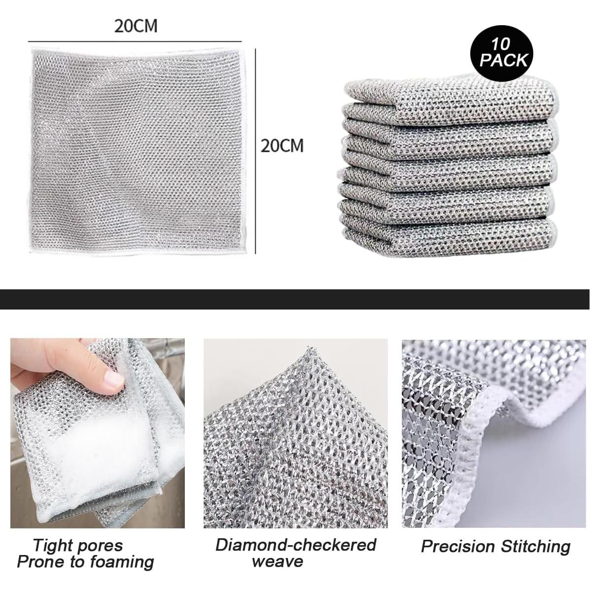 10 Trapos de Cocina WFWJ Reutilizables 20x20cm Sin Rayones