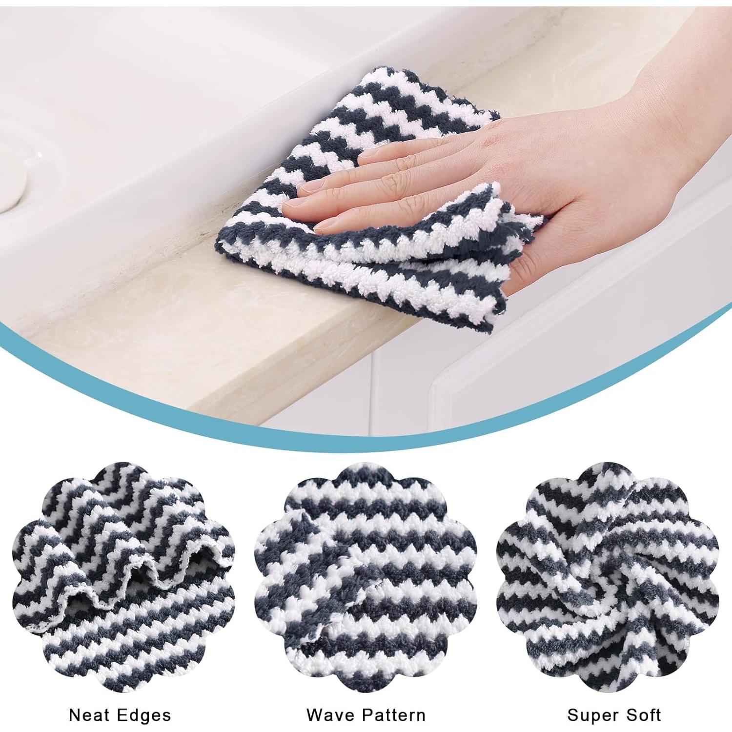 Homaxy Paquete de 12 Paños de Cocina Microfibra 25x25cm Gris