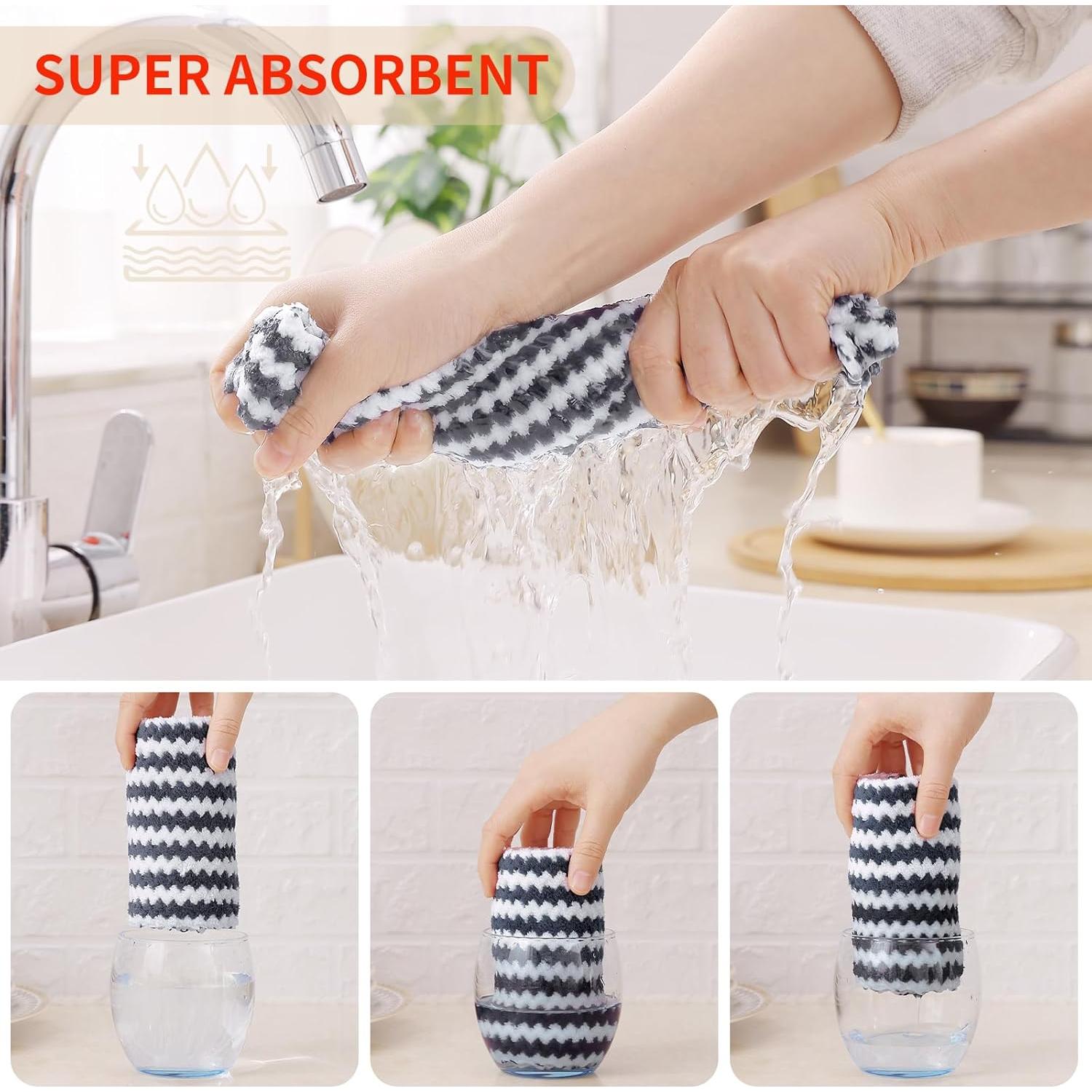 Homaxy Paquete de 12 Paños de Cocina Microfibra 25x25cm Gris