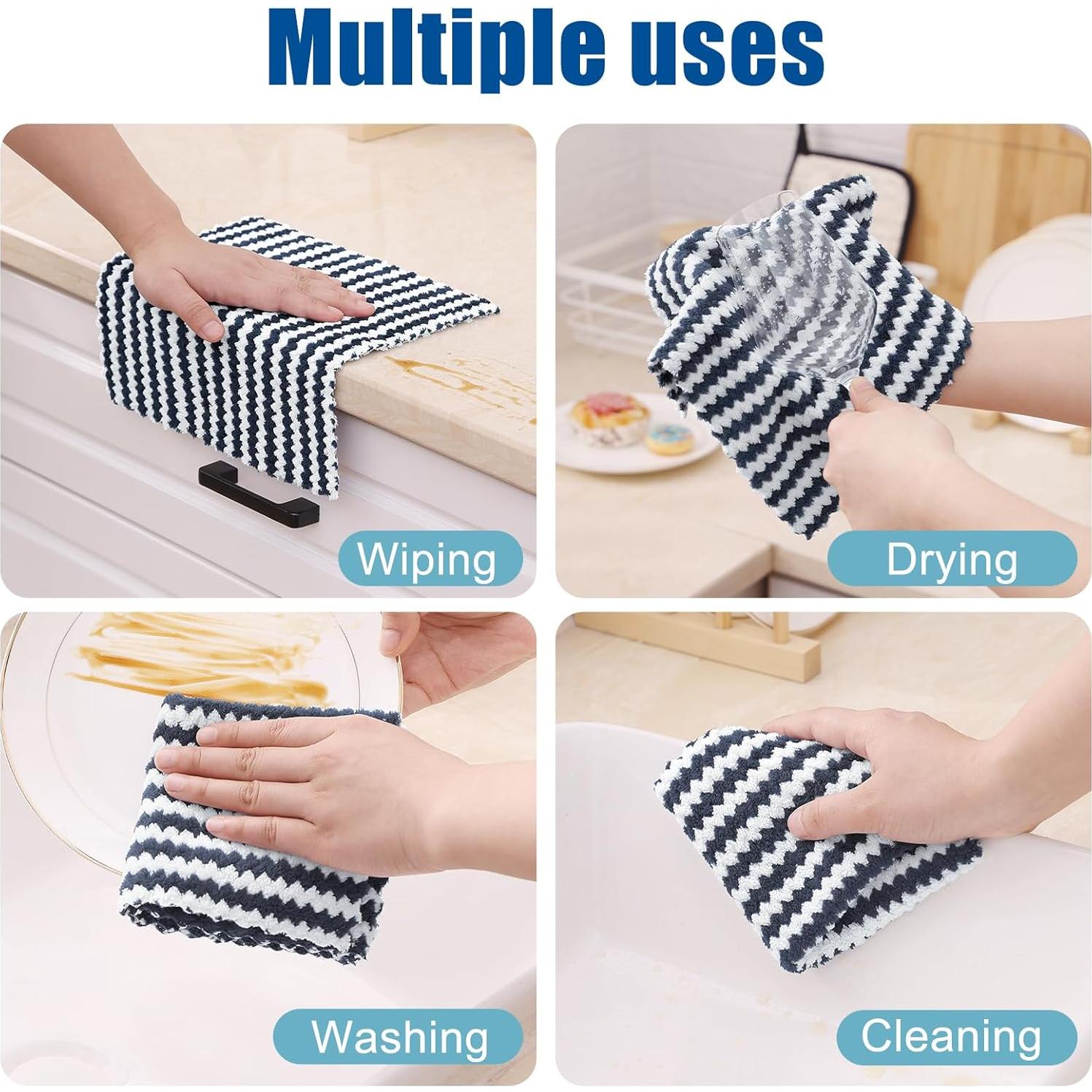 Homaxy Paquete de 12 Paños de Cocina Microfibra 25x25cm Gris