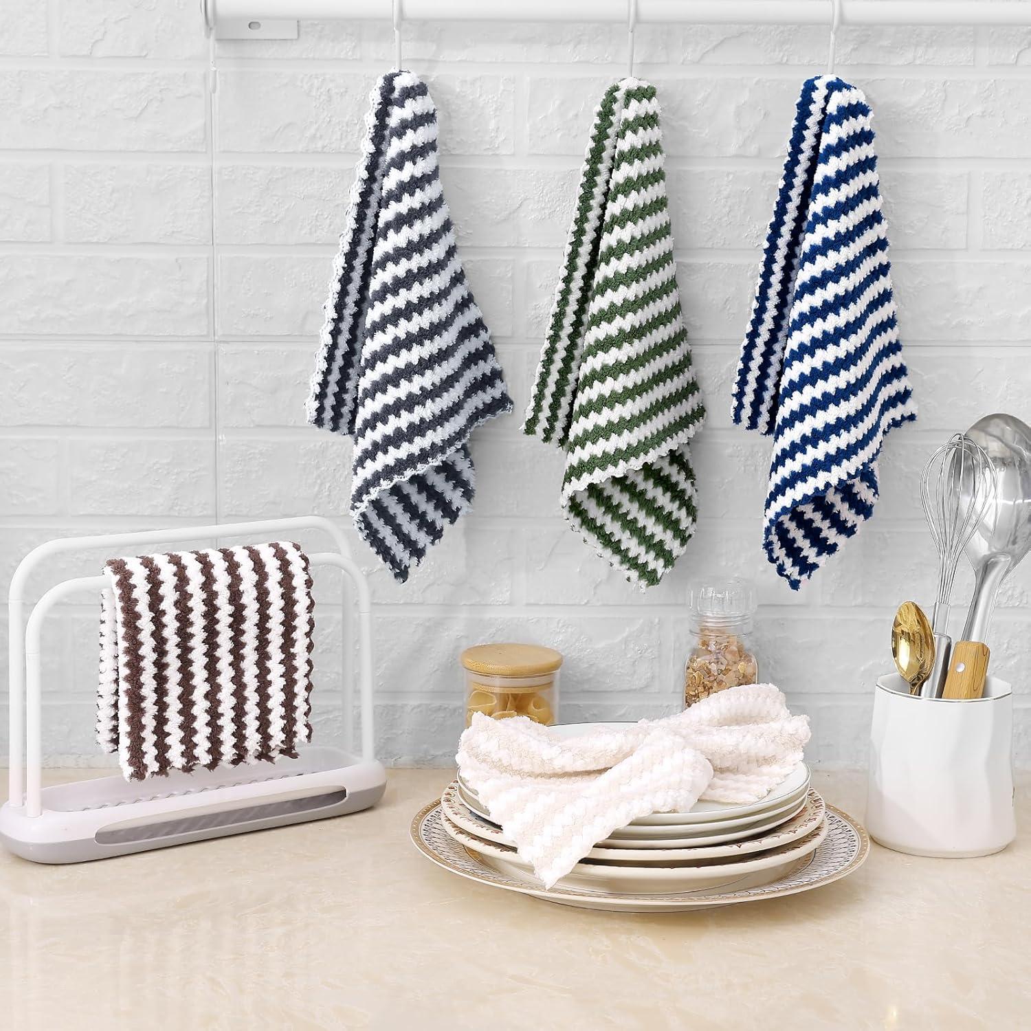 Homaxy Paquete de 12 Paños de Cocina Microfibra 25x25cm Gris