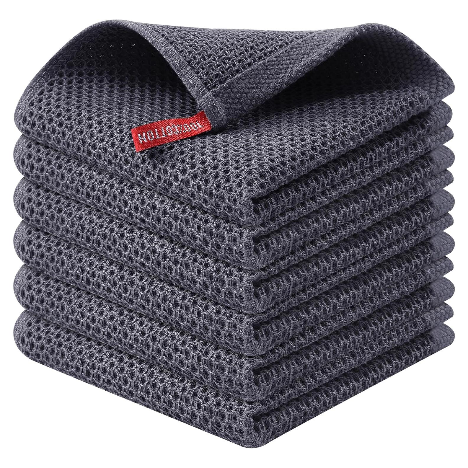 Paños de Cocina Kitinjoy 100% Algodón 6 Piezas 30x30 cm Gris