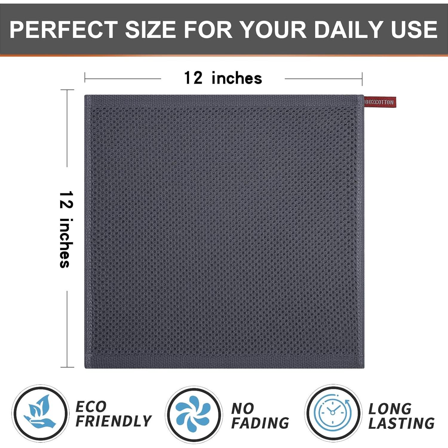 Paños de Cocina Kitinjoy 100% Algodón 6 Piezas 30x30 cm Gris