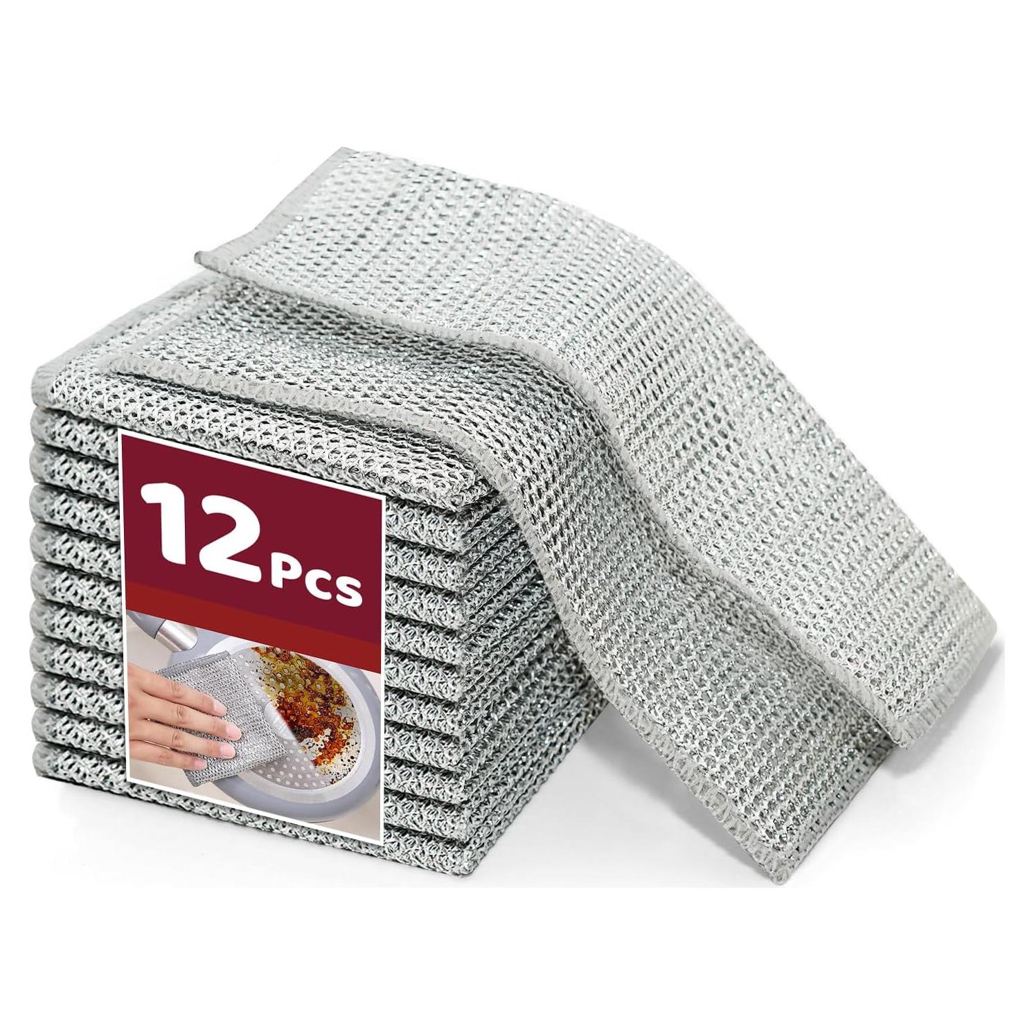 Trapos de Lavado de Platos de Alambre 12 Pcs Levateeta Microfibra