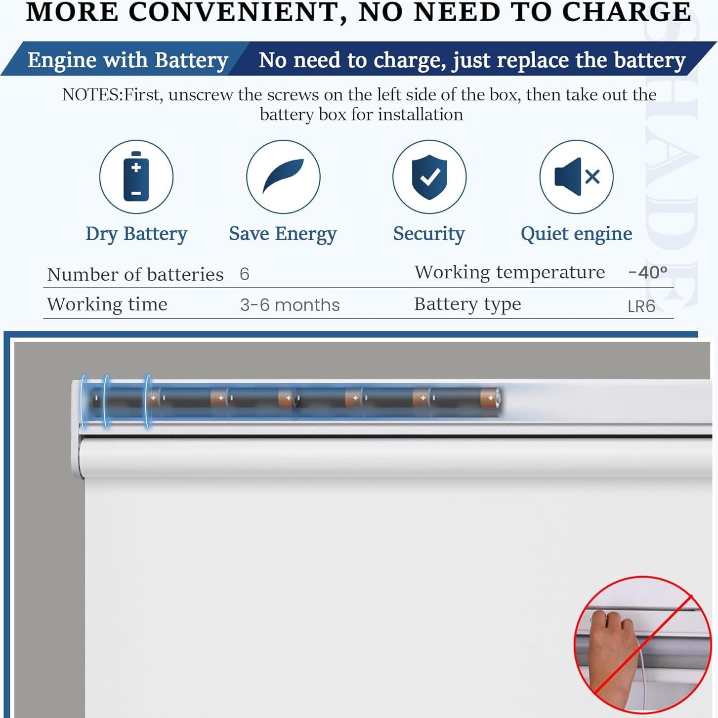 Cortina enrollable motorizada Grandekor 34x72 cm blanca