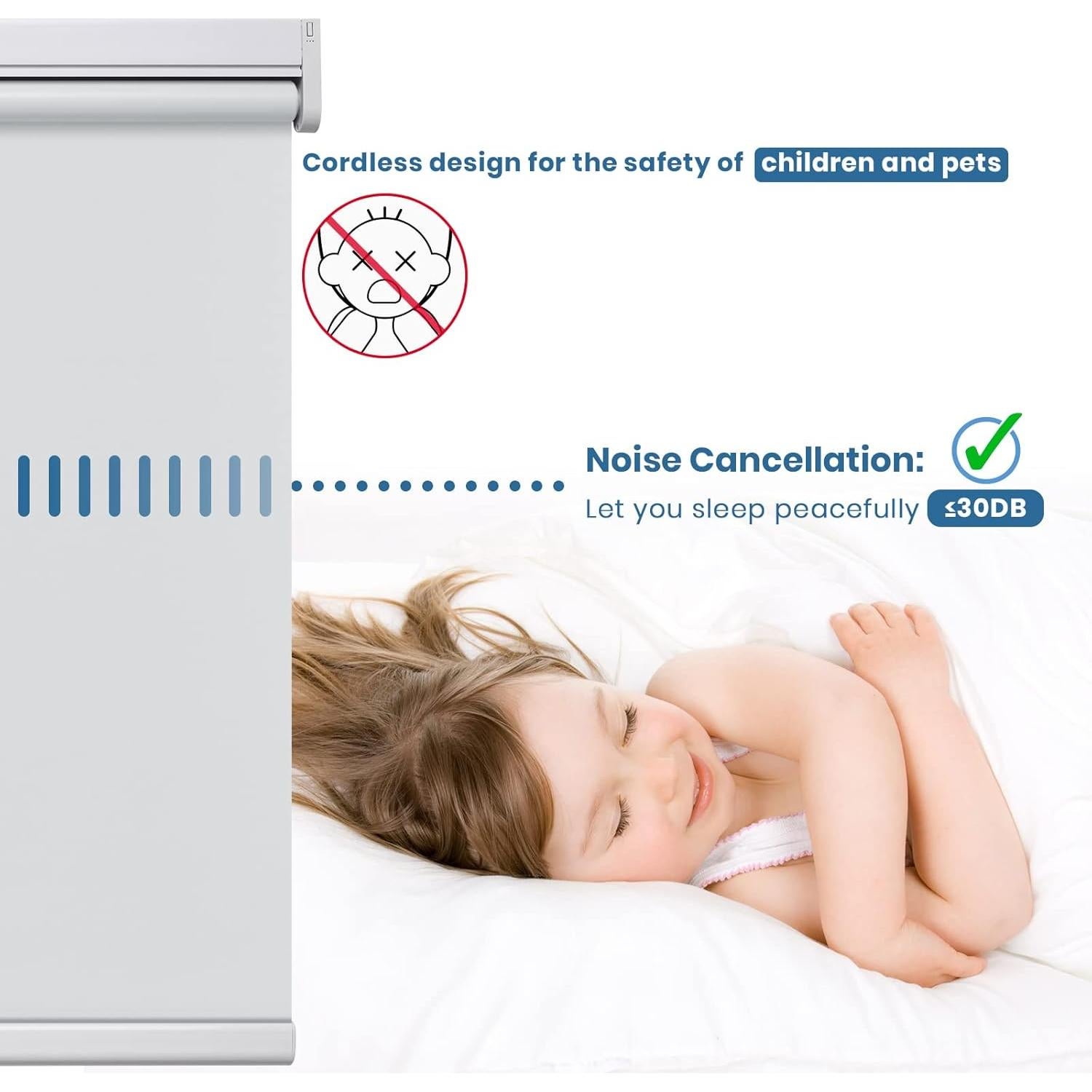 Cortina enrollable motorizada Grandekor 34x72 cm blanca