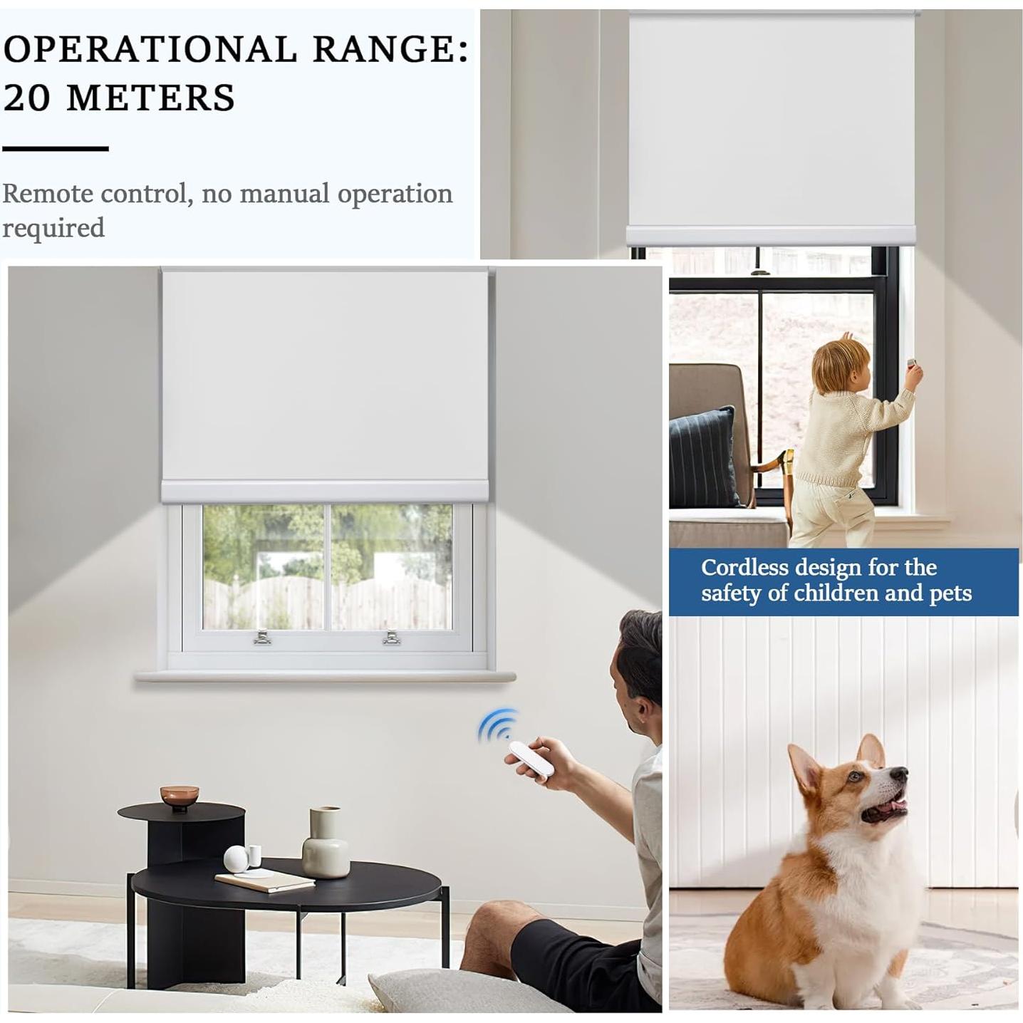 Cortina enrollable motorizada Grandekor 34x72 cm blanca