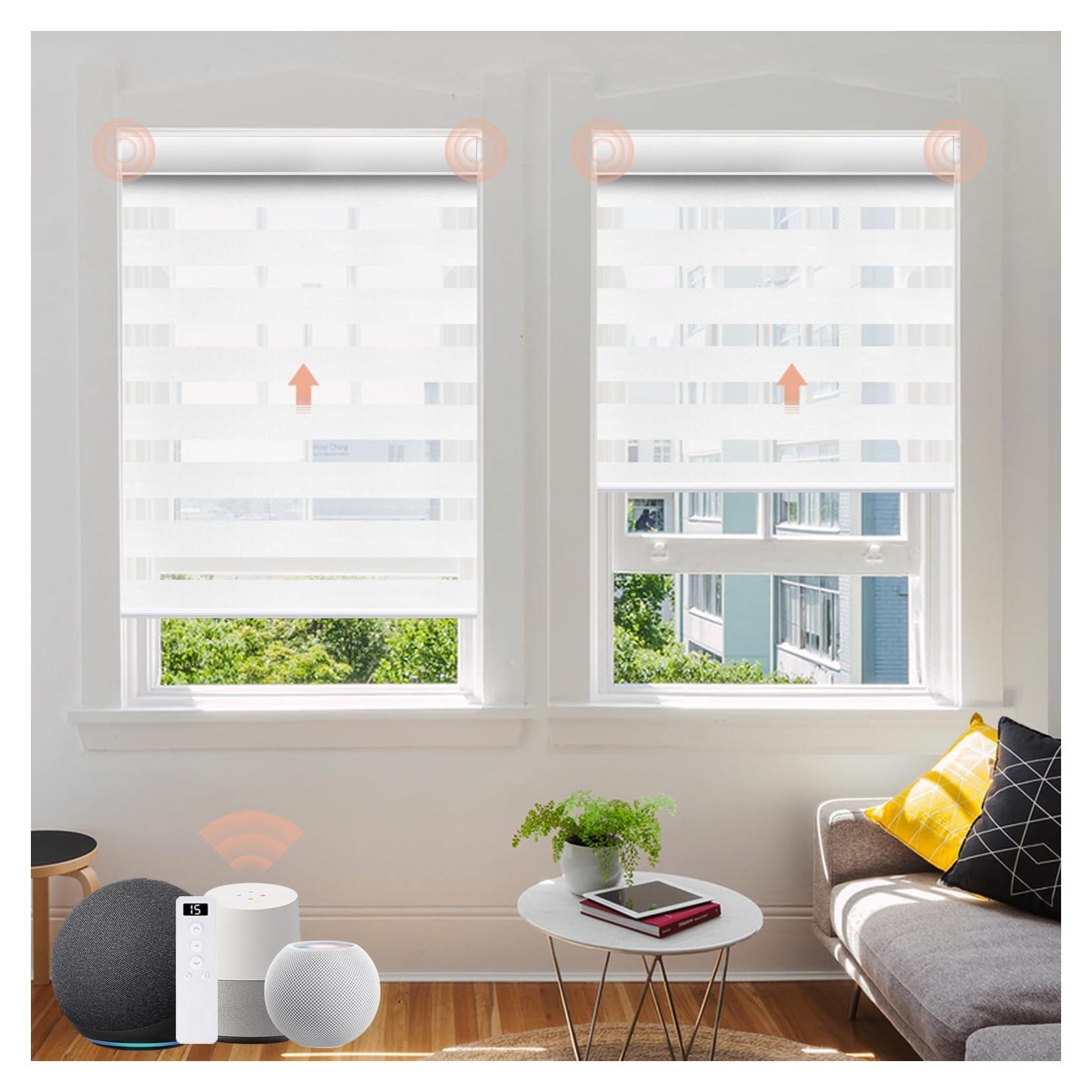 Persianas Zebra Motorizadas Canisteo 90% Oscurecimiento Blanco