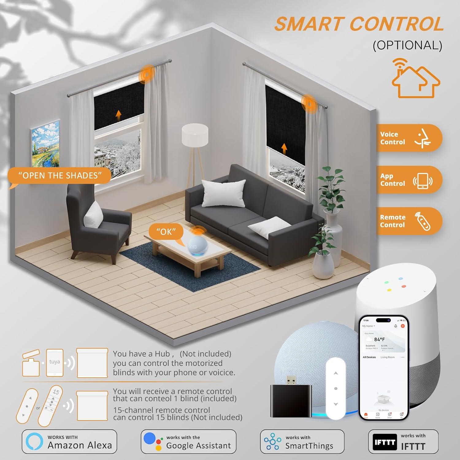 Persianas Motorizadas MUSCLEAREA 30x72 cm Oscurecimiento Total