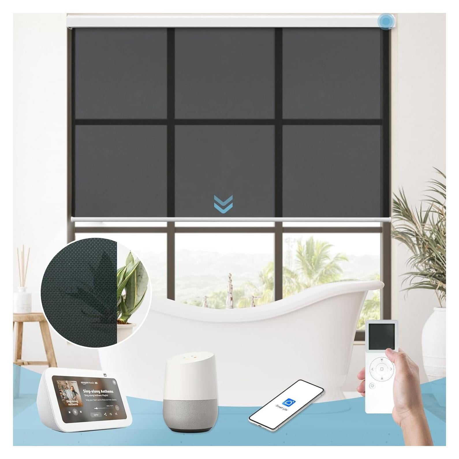 Persianas motorizadas VIDEMA 50.8x50.8cm negras 3% apertura