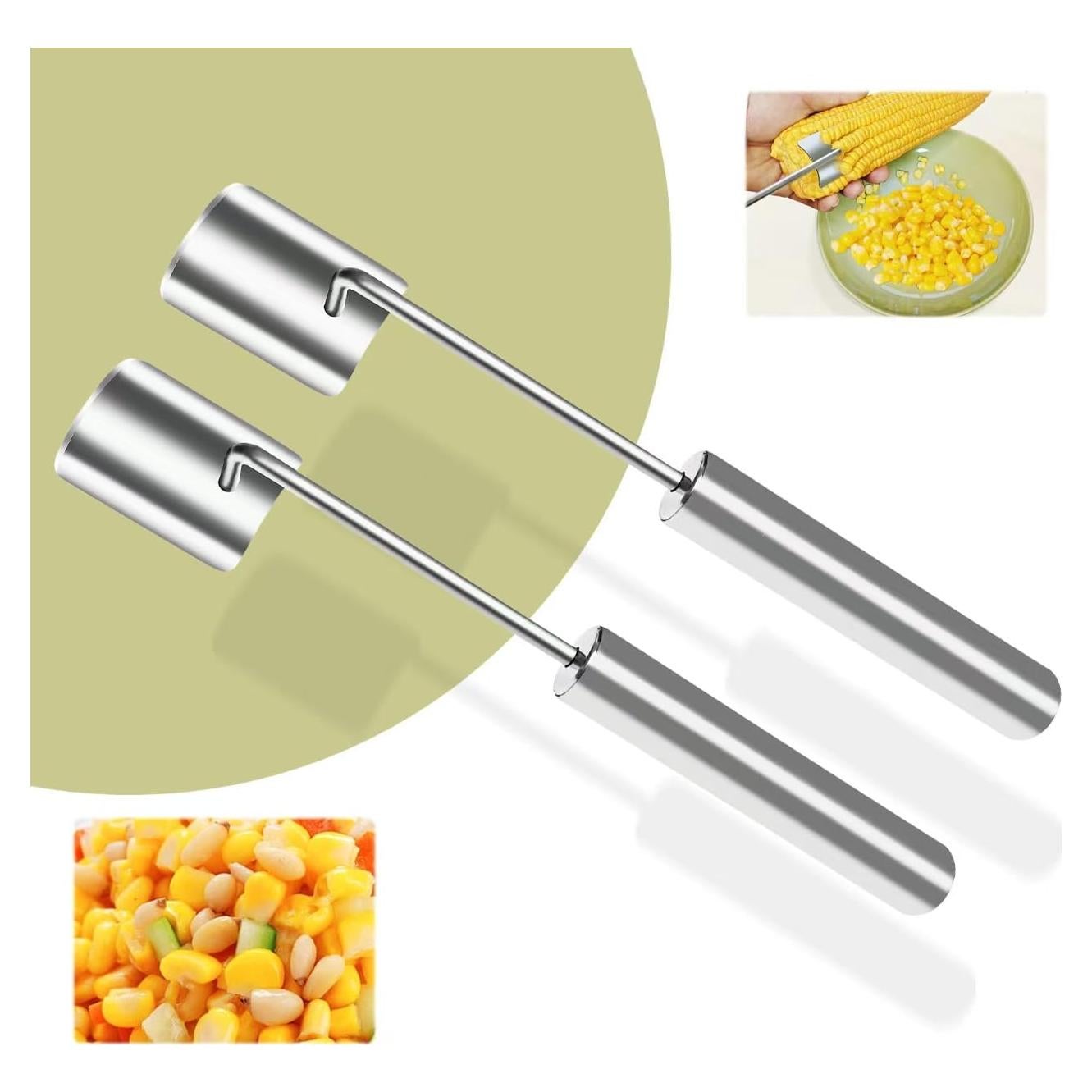 Pelador de Maíz Acero Inoxidable 67, Mango Largo, 2 Pcs