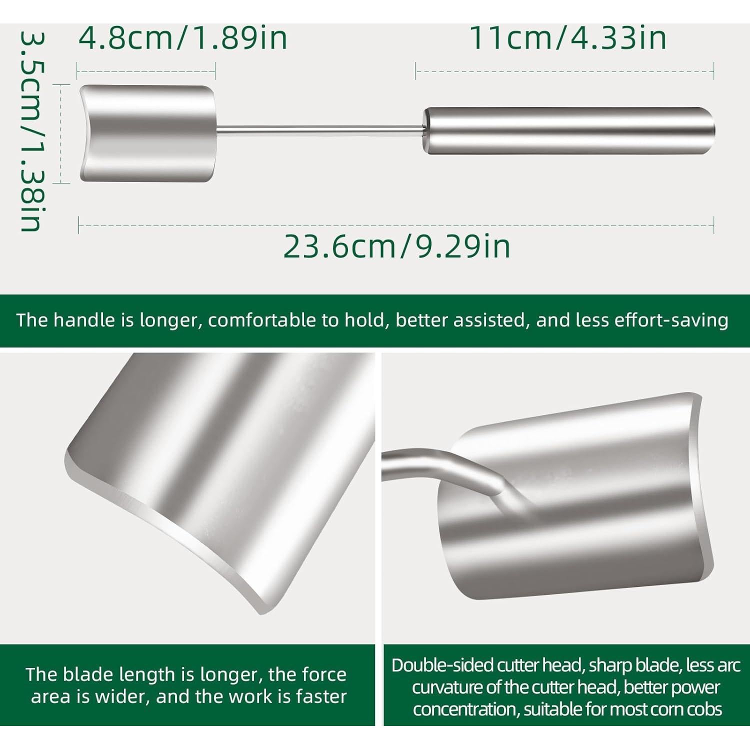 Pelador de Maíz Acero Inoxidable 67, Mango Largo, 2 Pcs