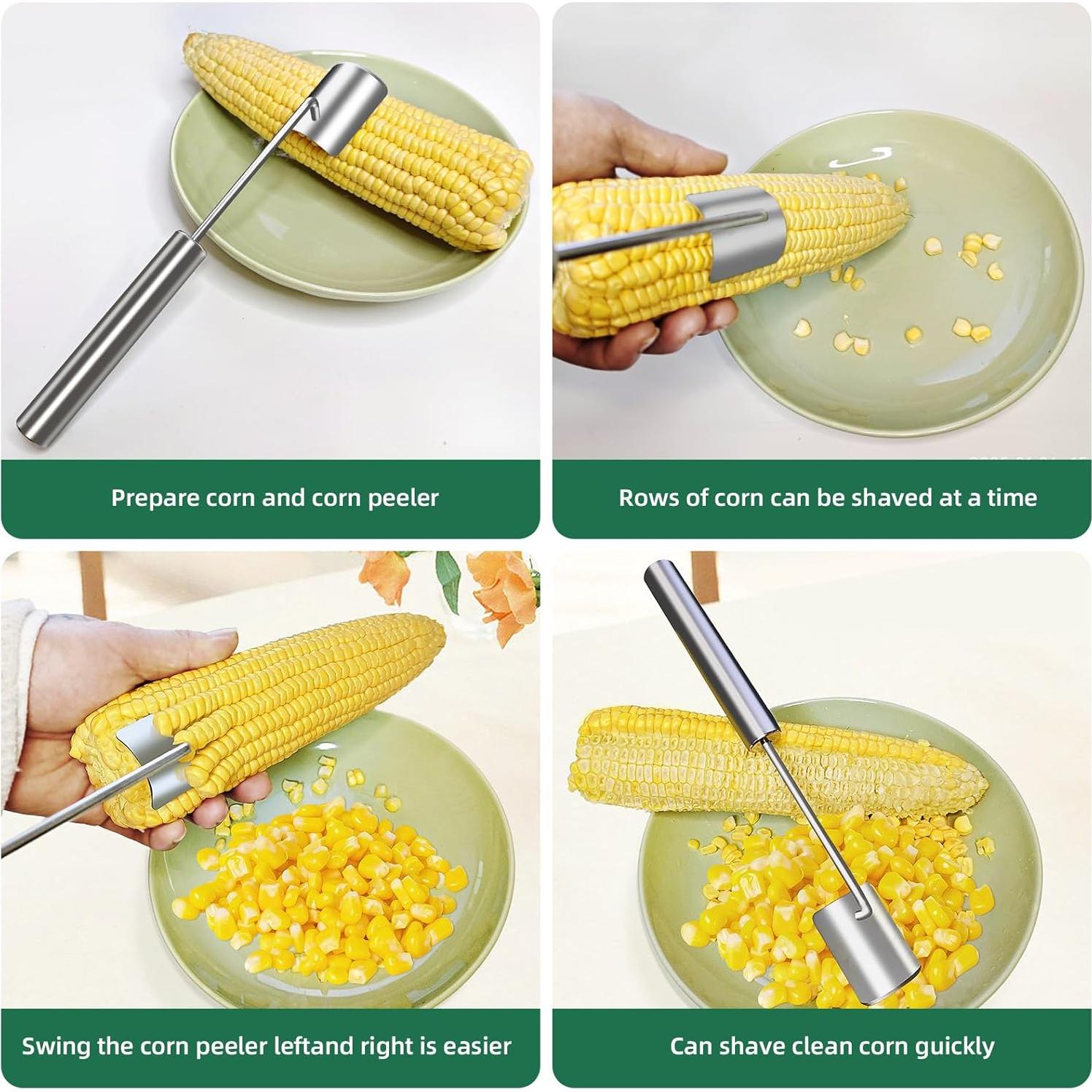 Pelador de Maíz Acero Inoxidable 67, Mango Largo, 2 Pcs