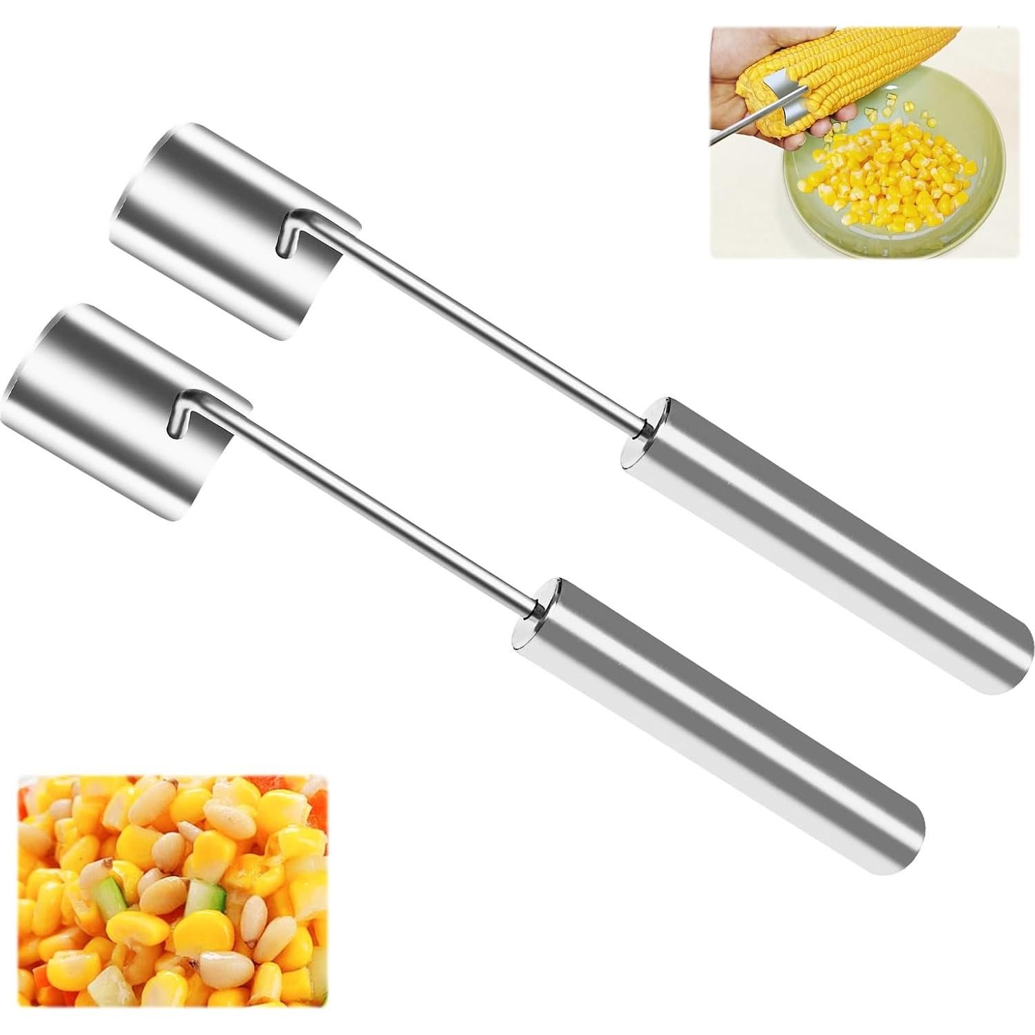 Pelador de Maíz Acero Inoxidable 67, Mango Largo, 2 Pcs
