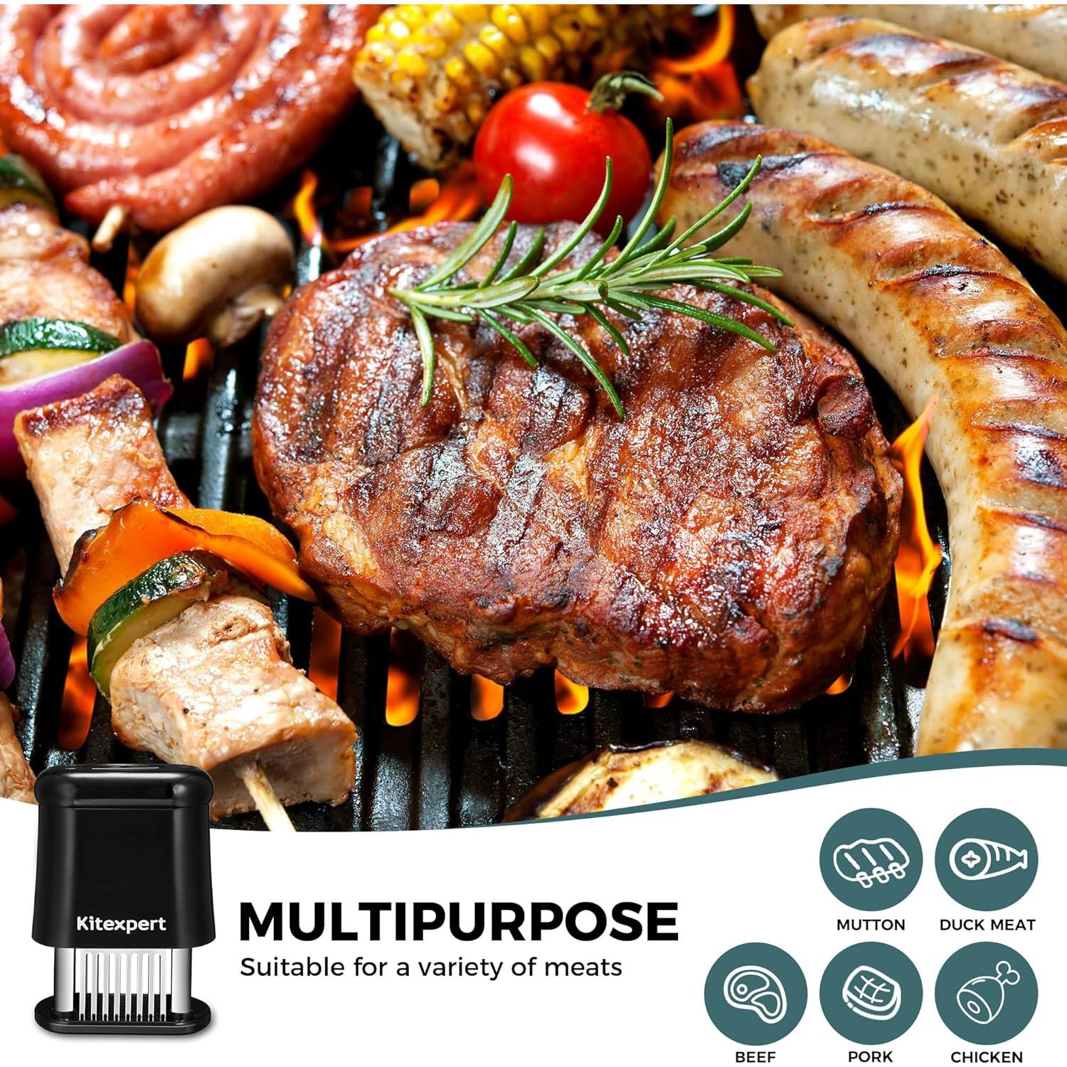 Ablandador de Carne KITEXPERT con 56 Cuchillas de Acero Inoxidable