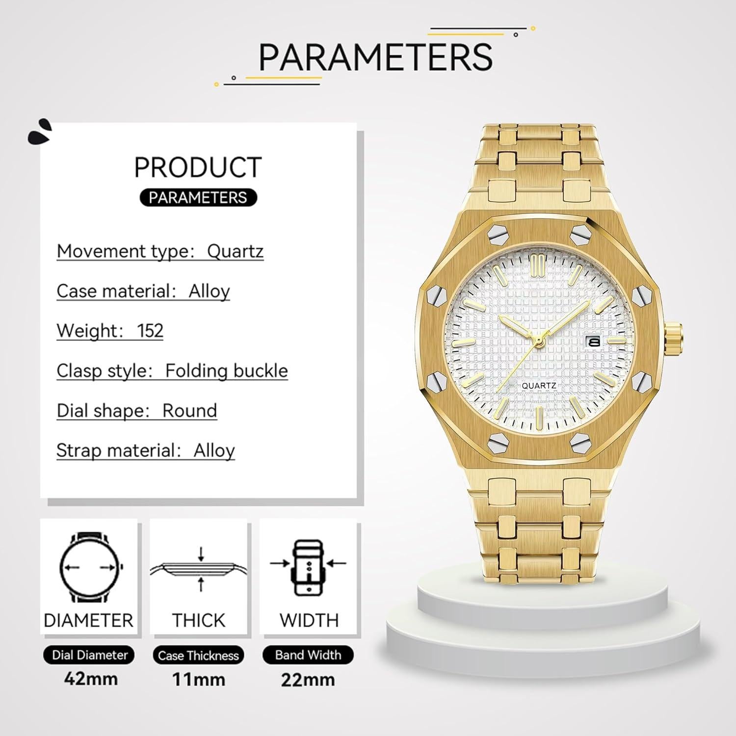 Reloj BARAMON Hombre Cuarzo Acero Inoxidable 42mm