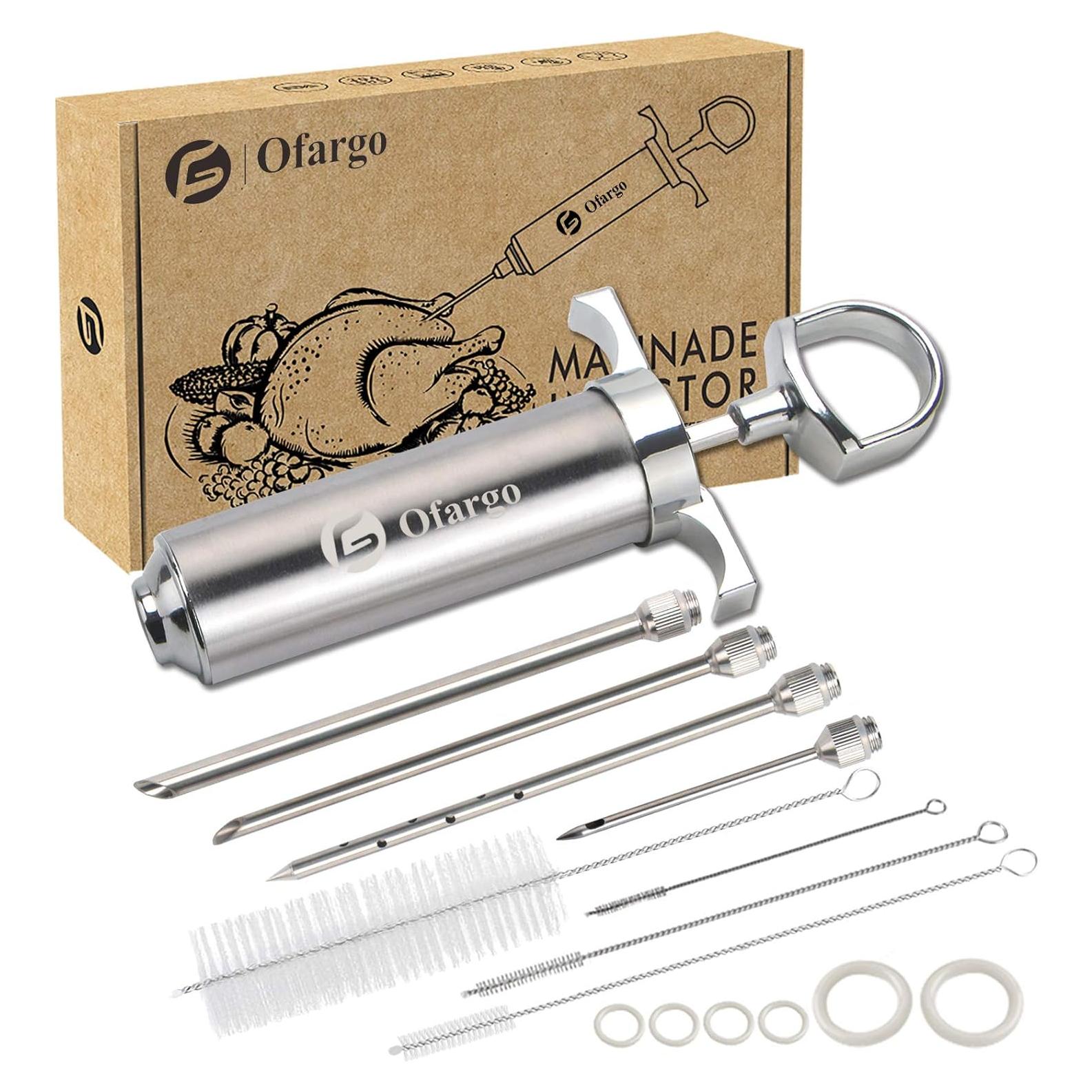 Kit Inyector de Carne Ofargo Acero Inoxidable 2 oz con 4 Agujas