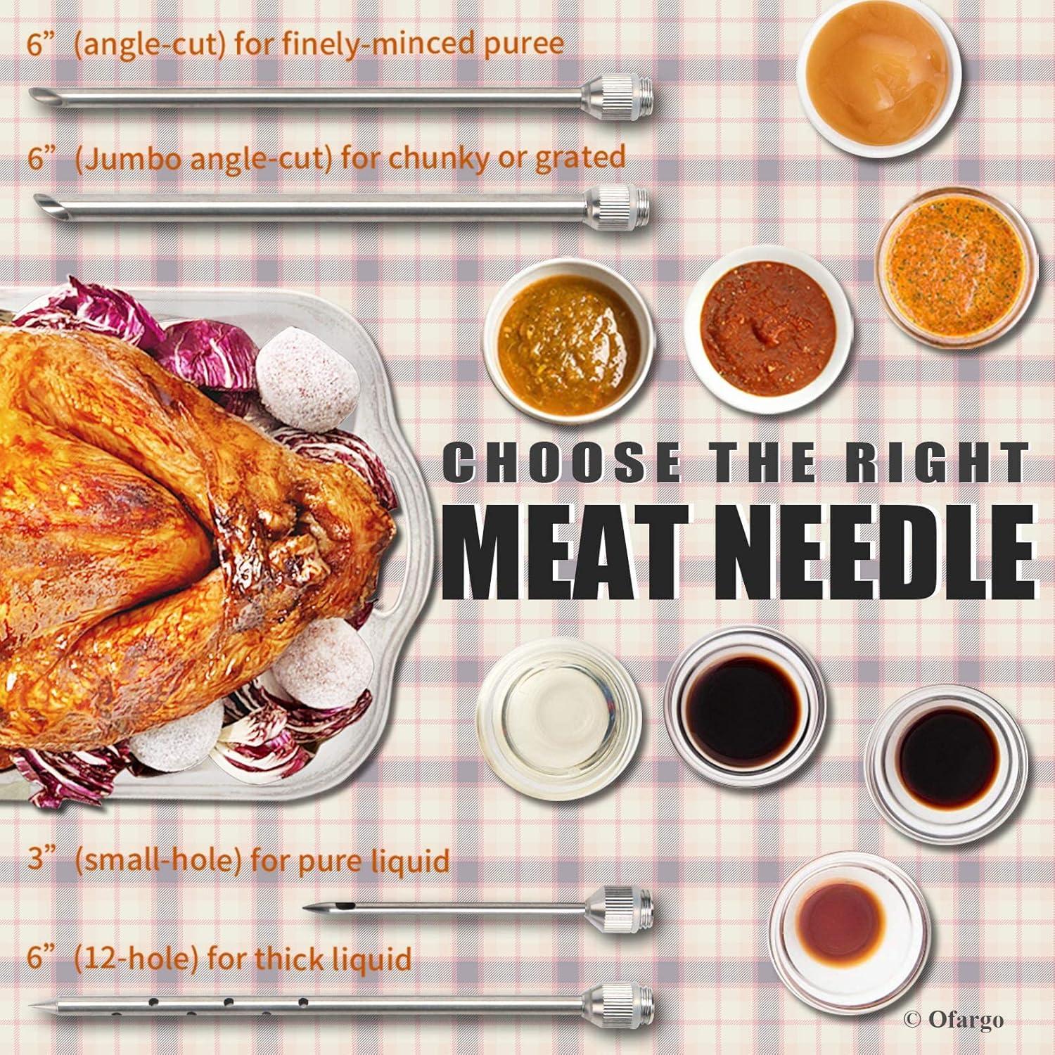 Kit Inyector de Carne Ofargo Acero Inoxidable 2 oz con 4 Agujas