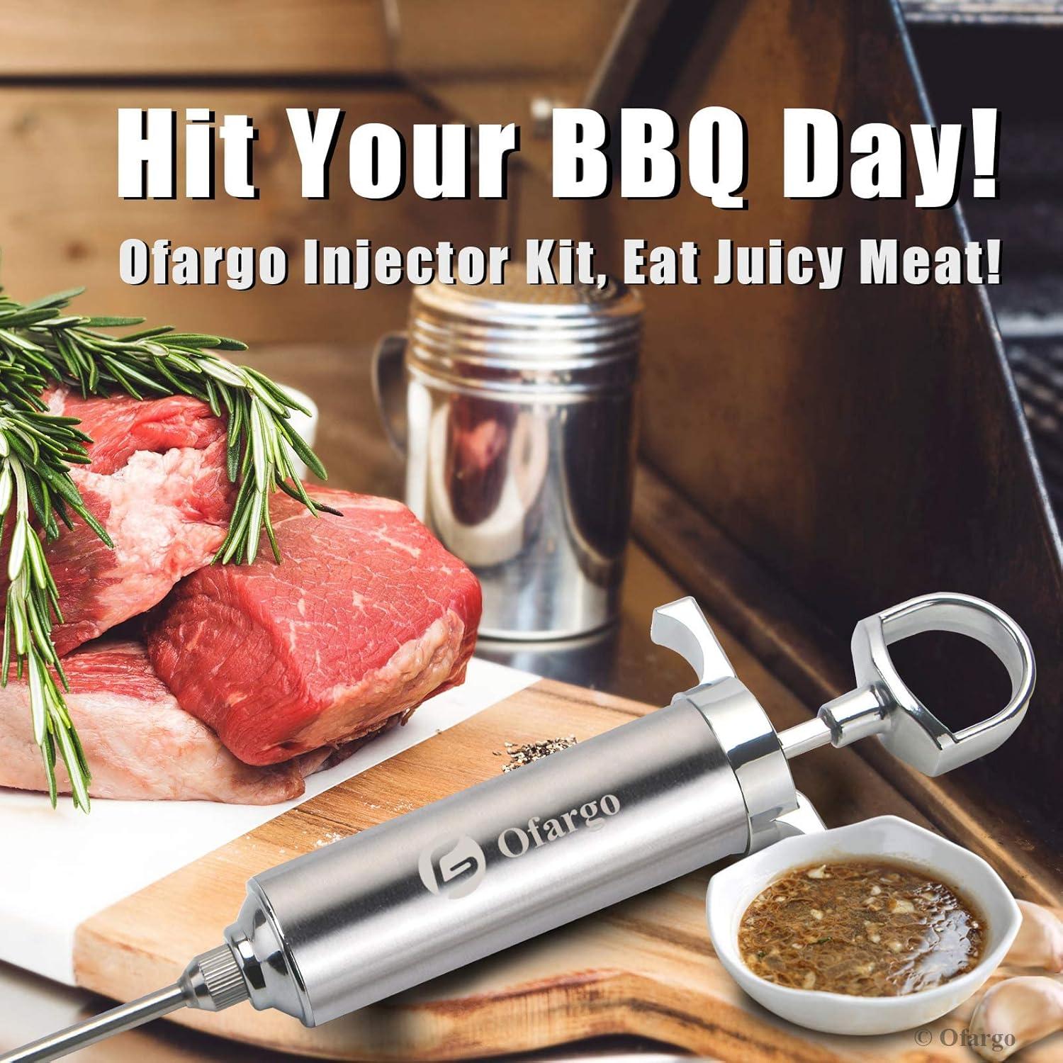 Kit Inyector de Carne Ofargo Acero Inoxidable 2 oz con 4 Agujas