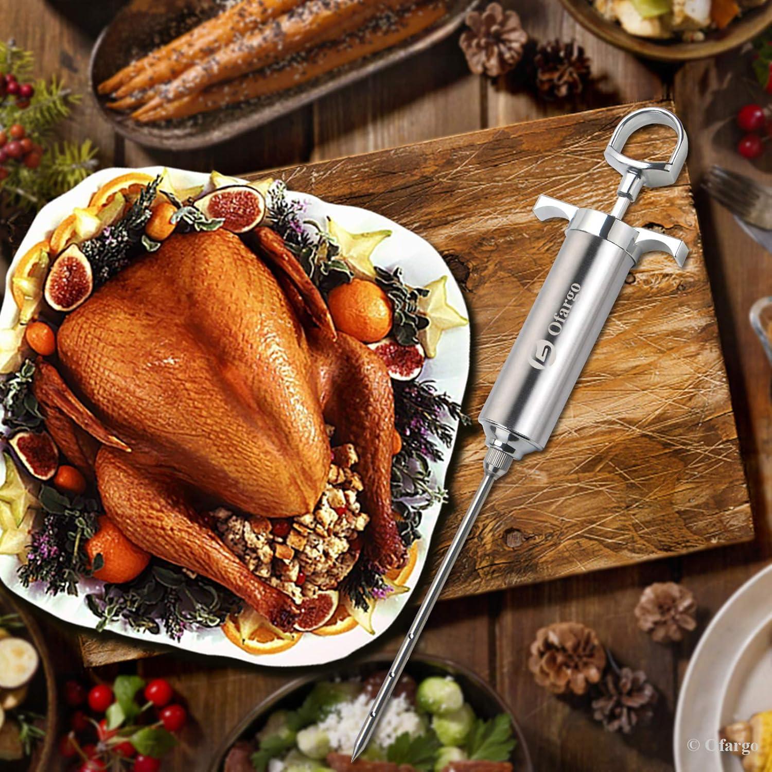 Kit Inyector de Carne Ofargo Acero Inoxidable 2 oz con 4 Agujas