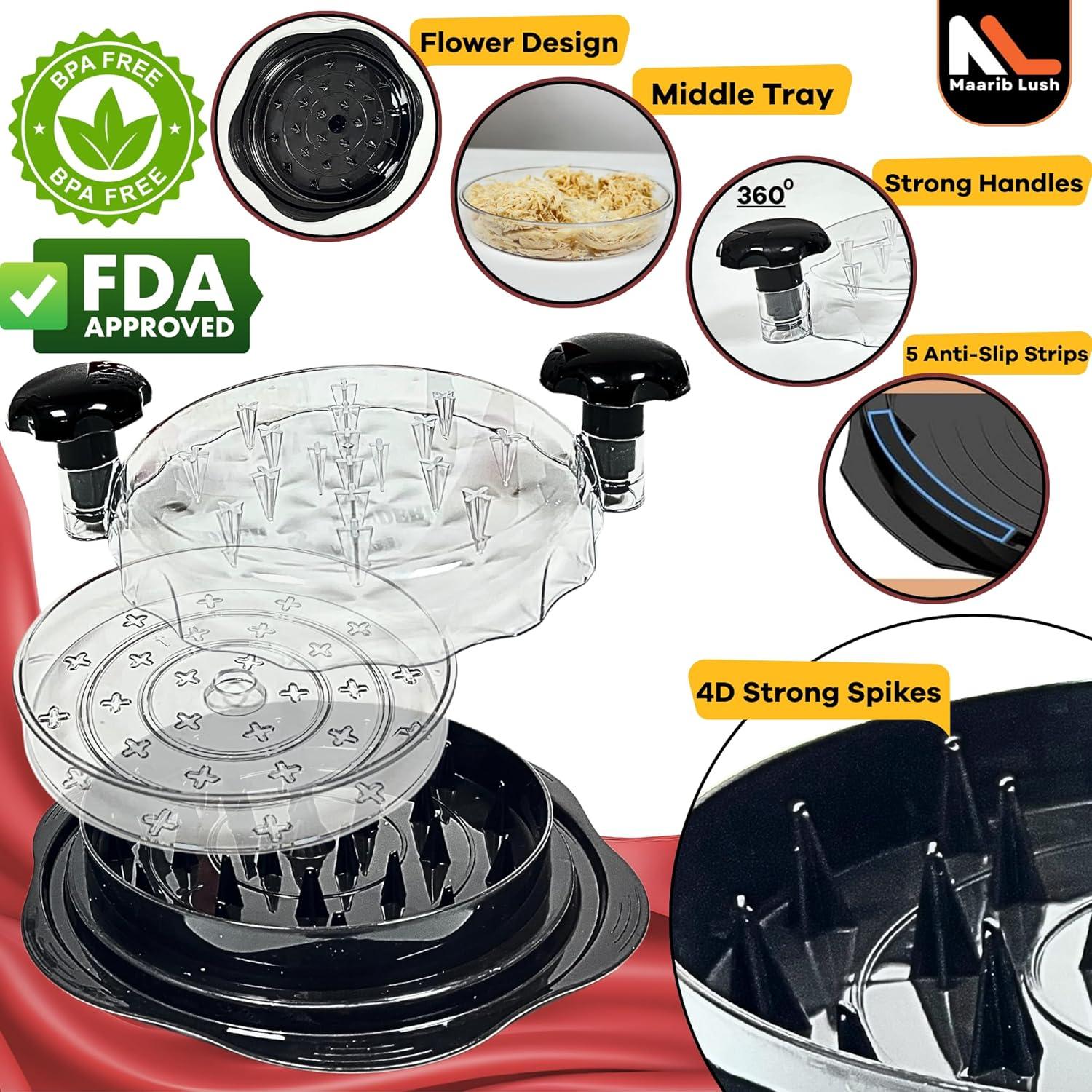 Desmenuzador de Pollo Mejorado Maarib Lush con Ablandador y Cepillo