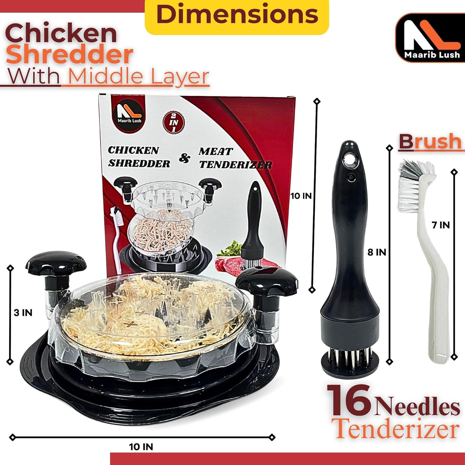 Desmenuzador de Pollo Mejorado Maarib Lush con Ablandador y Cepillo