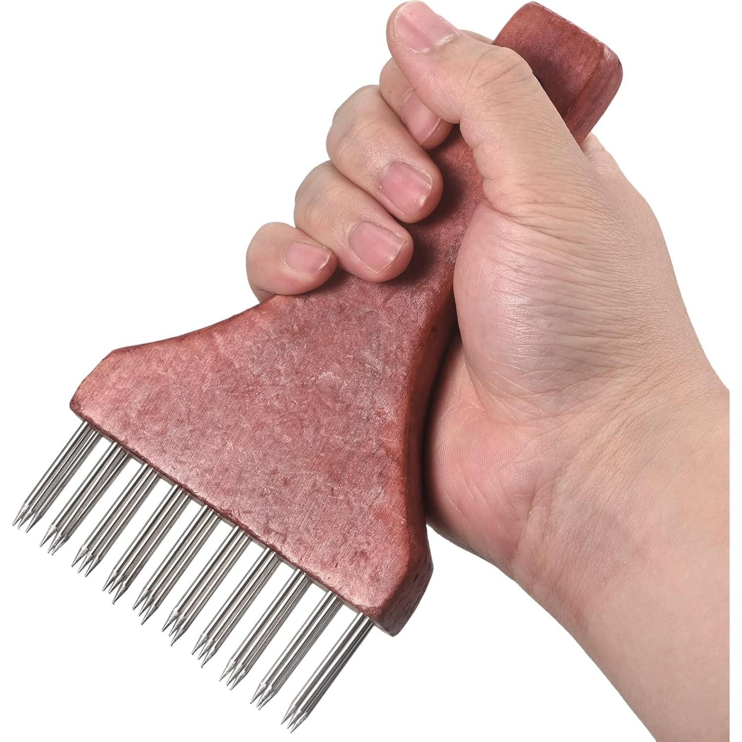 Aplanador de Carne uxcell Acero Inoxidable 17.5 cm Rojo