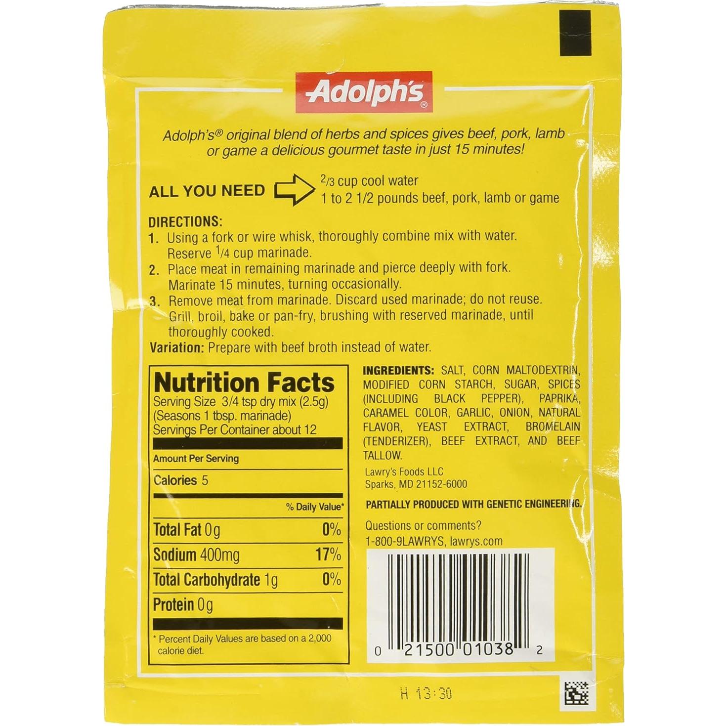 Marinada Original Adolph 4 paquetes 113 g cada uno