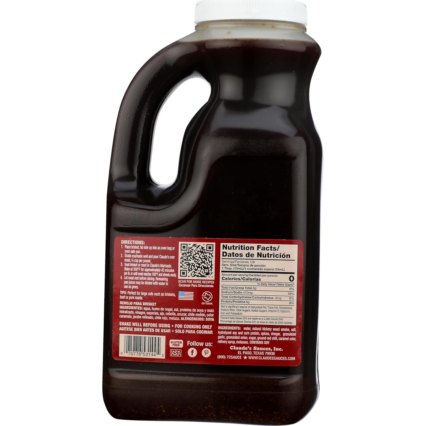 Salsa Marinada BBQ Claudes 1.89 L Ablandador de Carne