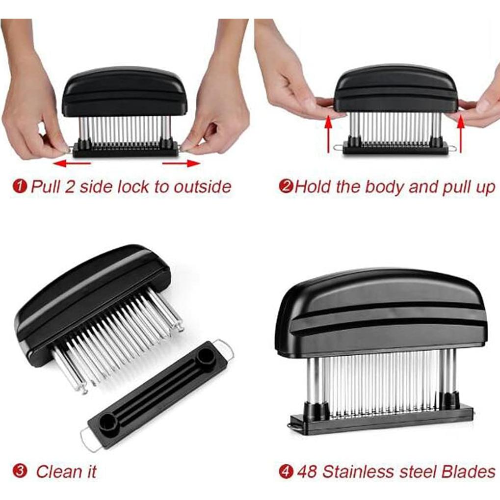 Abrelatas de Carne Hoshen Acero Inoxidable 48 Agujas Negro