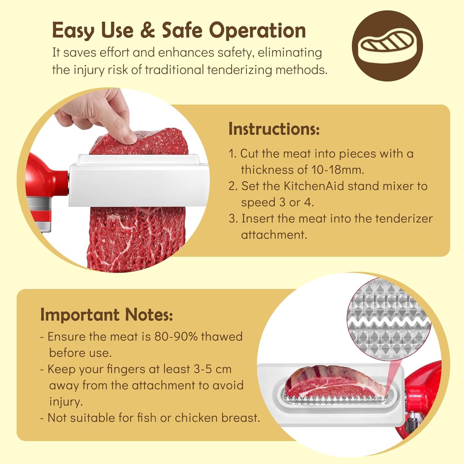 Ablandador de Carne RYANER para Mezclador KitchenAid - 48 Agujas