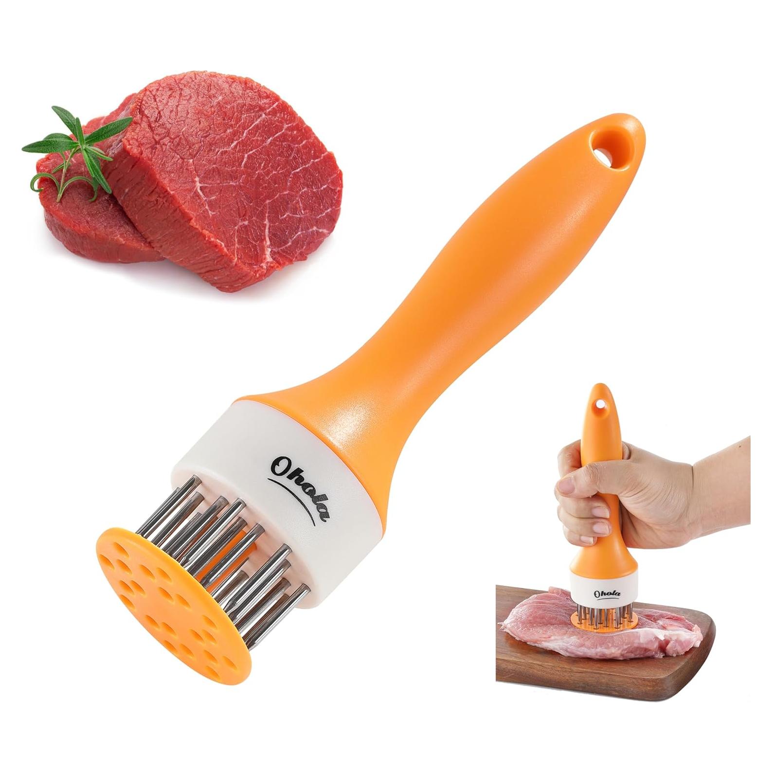 Meat Tenderizer Tool, OHOLA Stainless Steel Meat Tenderizer, Meat tenderizer Stapler with 20 Sharp Needle, Great for tenderizing Beef, Chicken, Steak, Veal and Pork (Stylish Two-Tone Color)