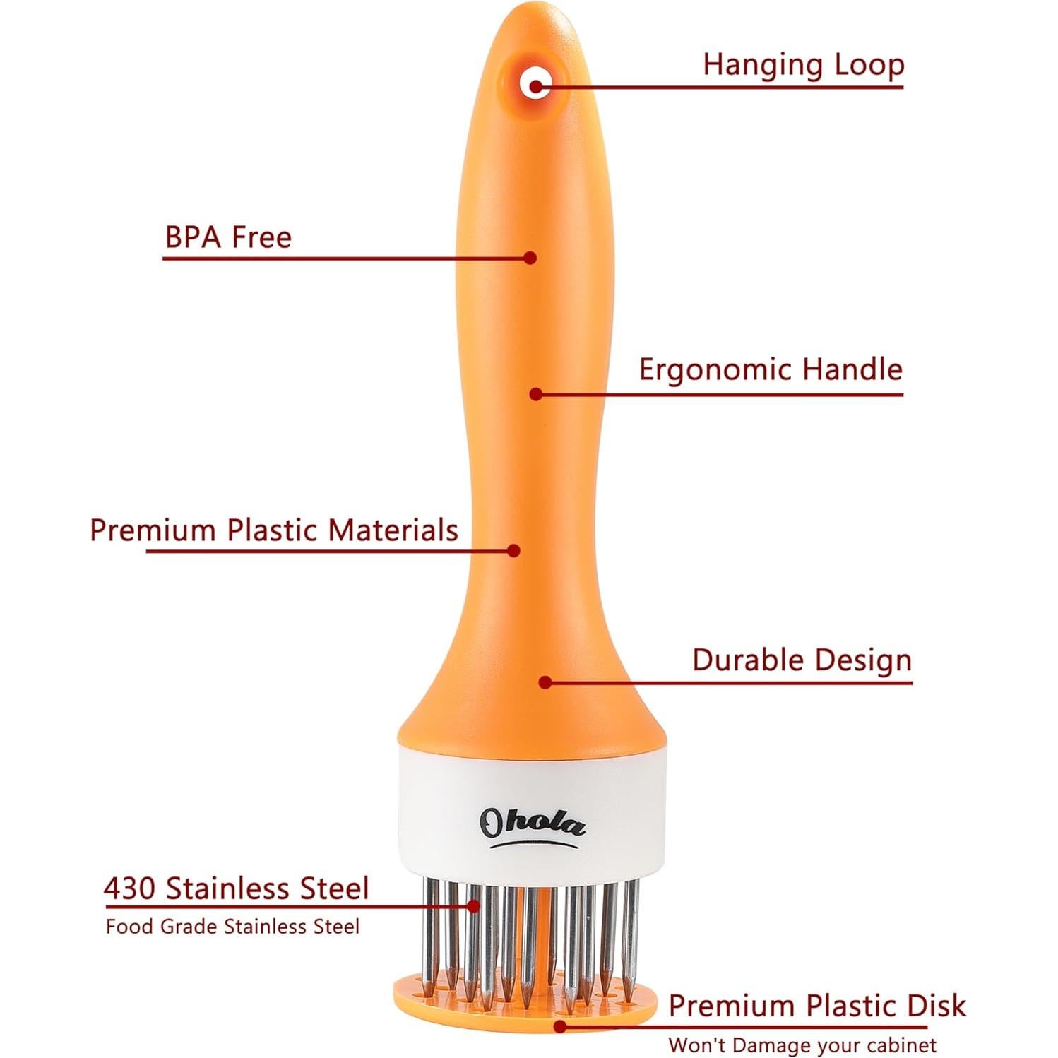 Meat Tenderizer Tool, OHOLA Stainless Steel Meat Tenderizer, Meat tenderizer Stapler with 20 Sharp Needle, Great for tenderizing Beef, Chicken, Steak, Veal and Pork (Stylish Two-Tone Color)