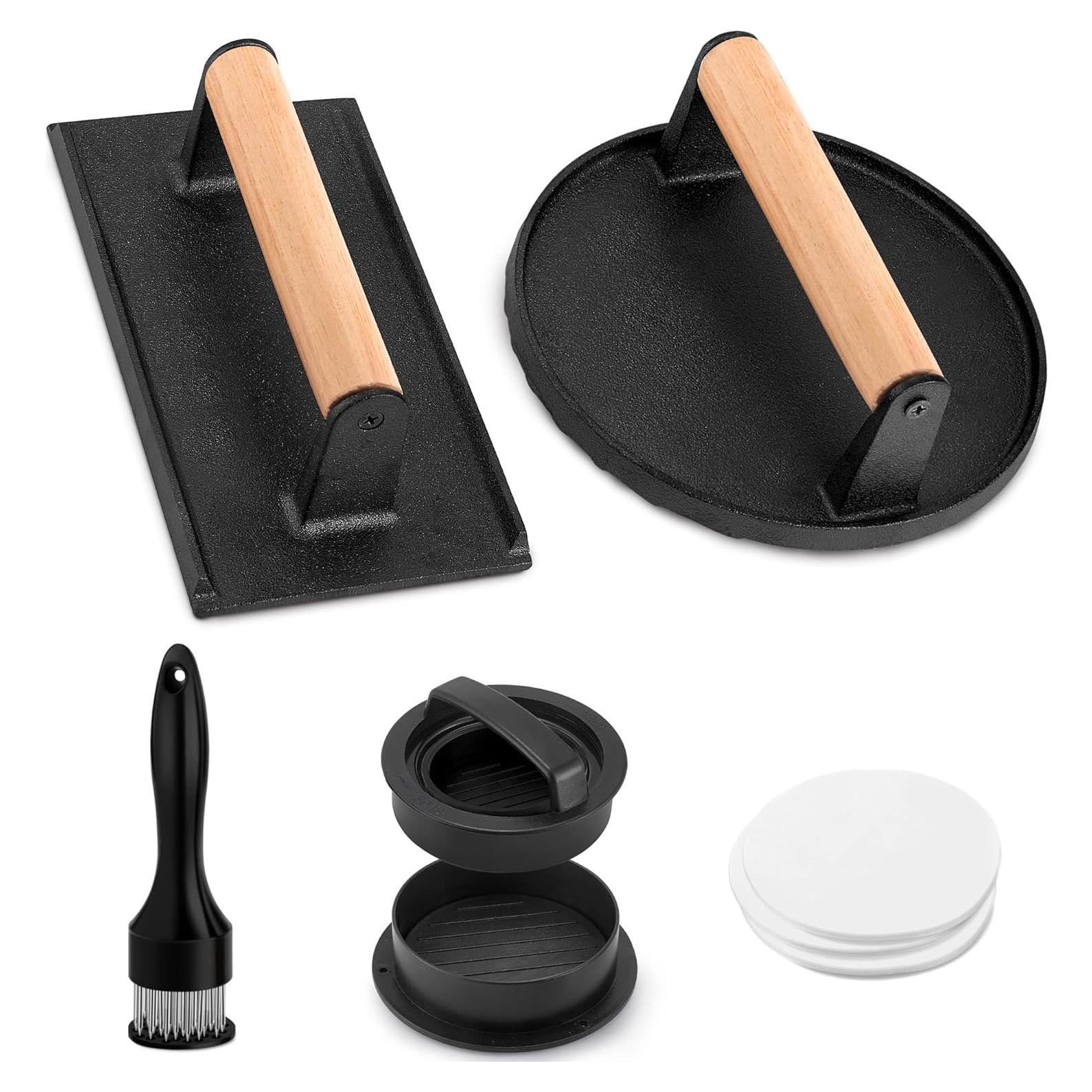 Conjunto Prensa de Hamburguesas Hierro Fundido Leonyo 2.43kg