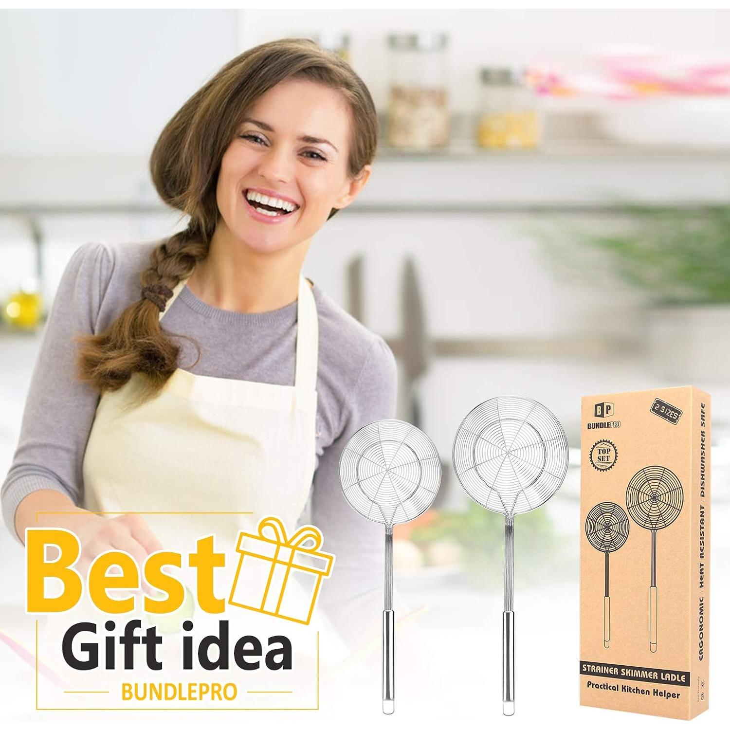 Coladores grandes de acero inoxidable BundlePro - 2 unidades