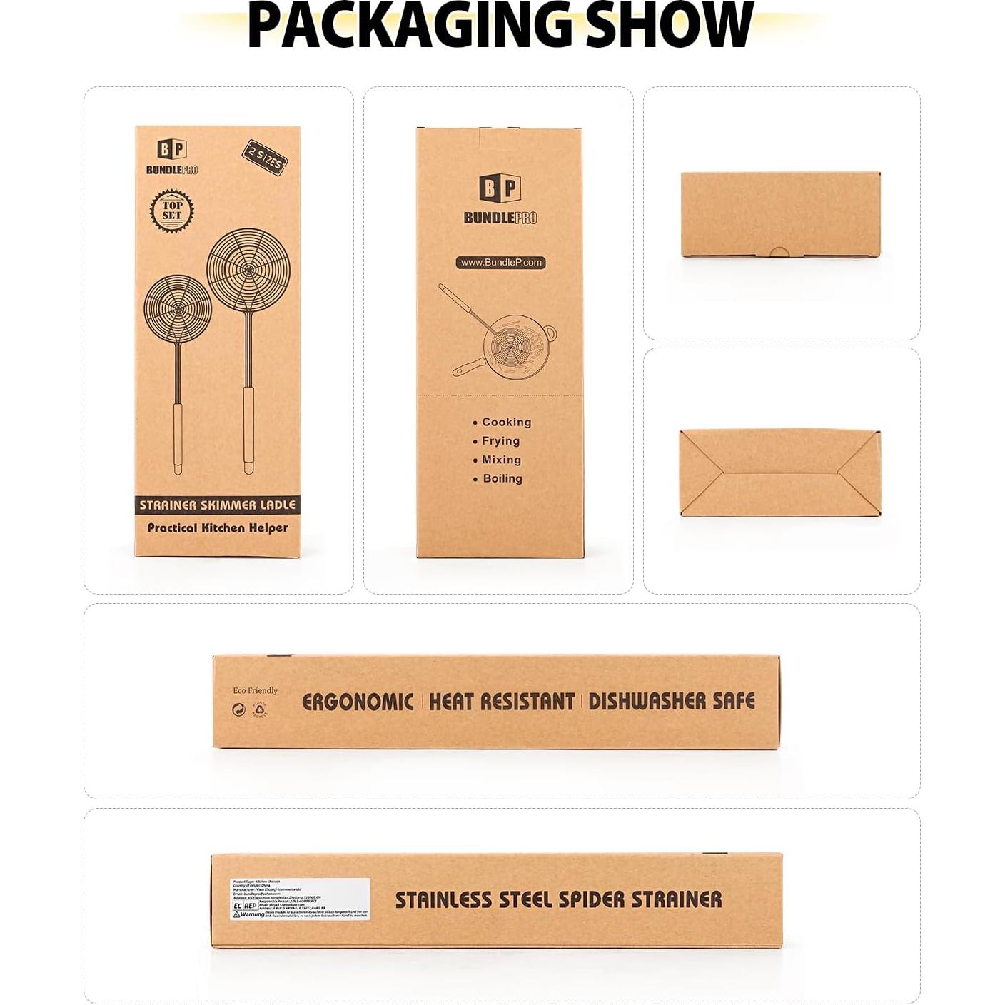 Coladores grandes de acero inoxidable BundlePro - 2 unidades