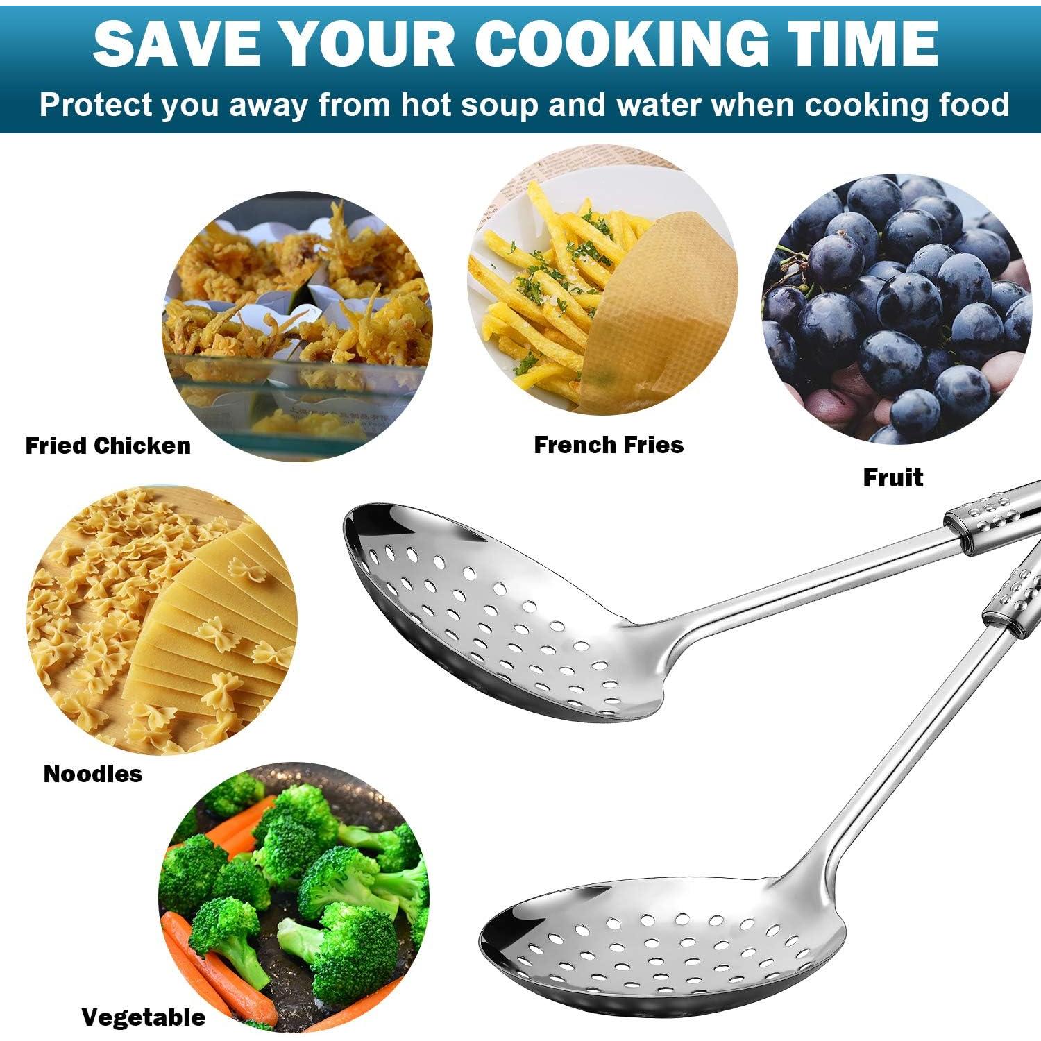 Cucharón Colador Acero Inoxidable Boao 34 cm 2 Piezas