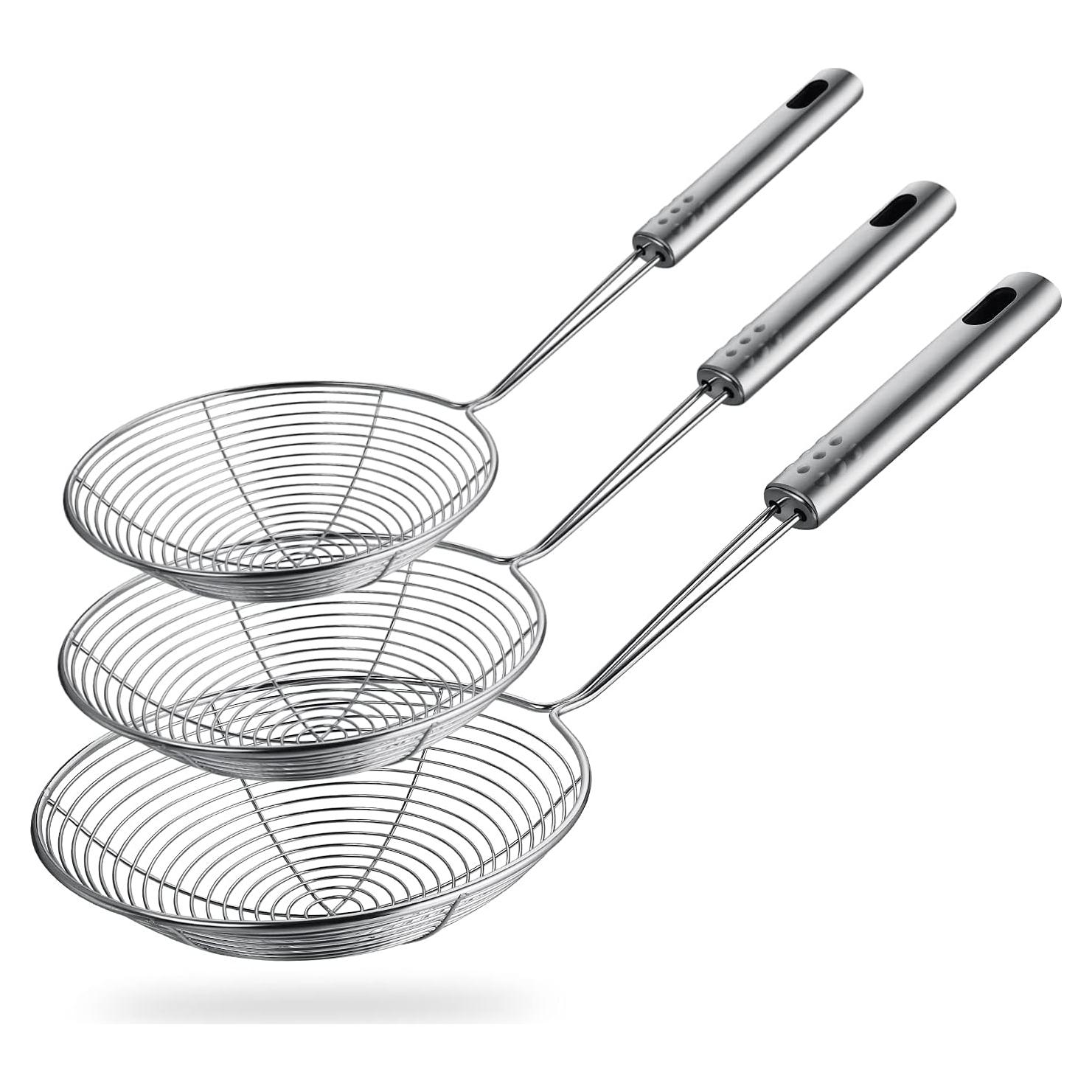 Set de 3 Cucharas Coladoras Araña HSpiow Acero Inoxidable