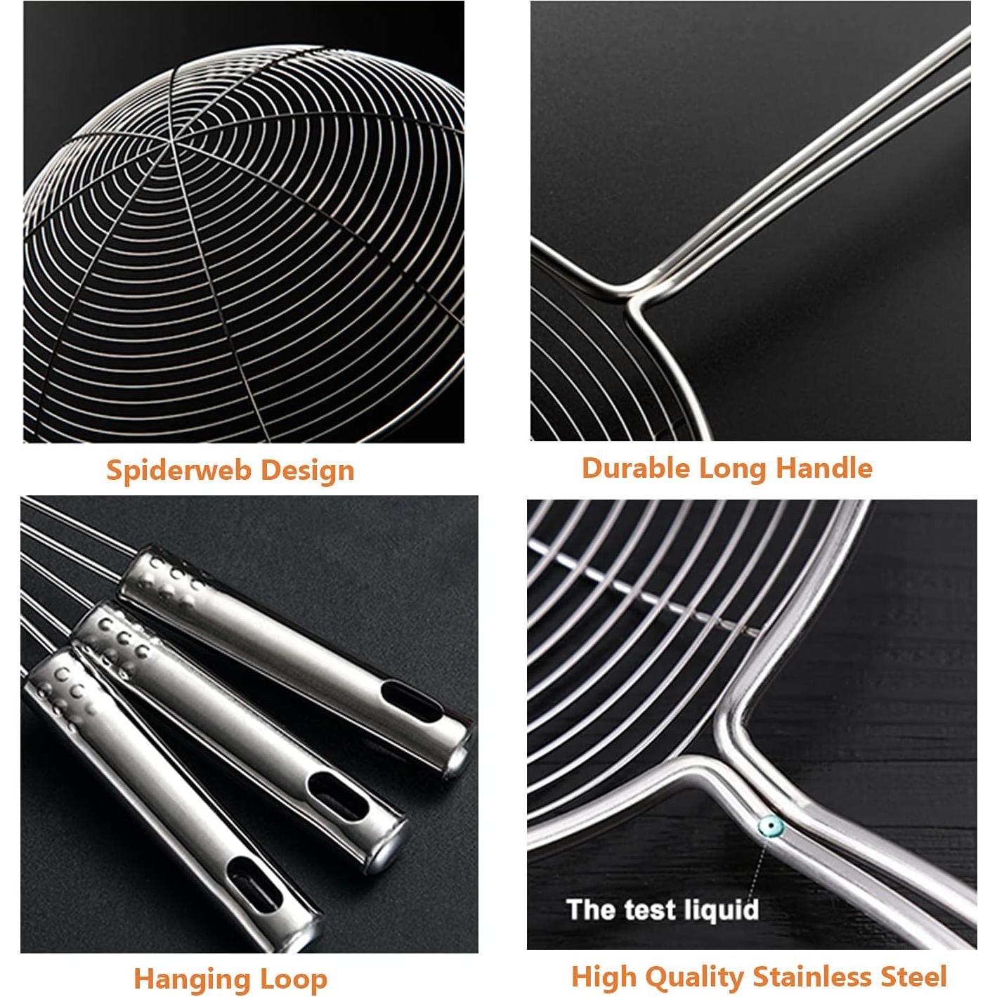 Set de 3 Cucharas Coladoras Araña HSpiow Acero Inoxidable