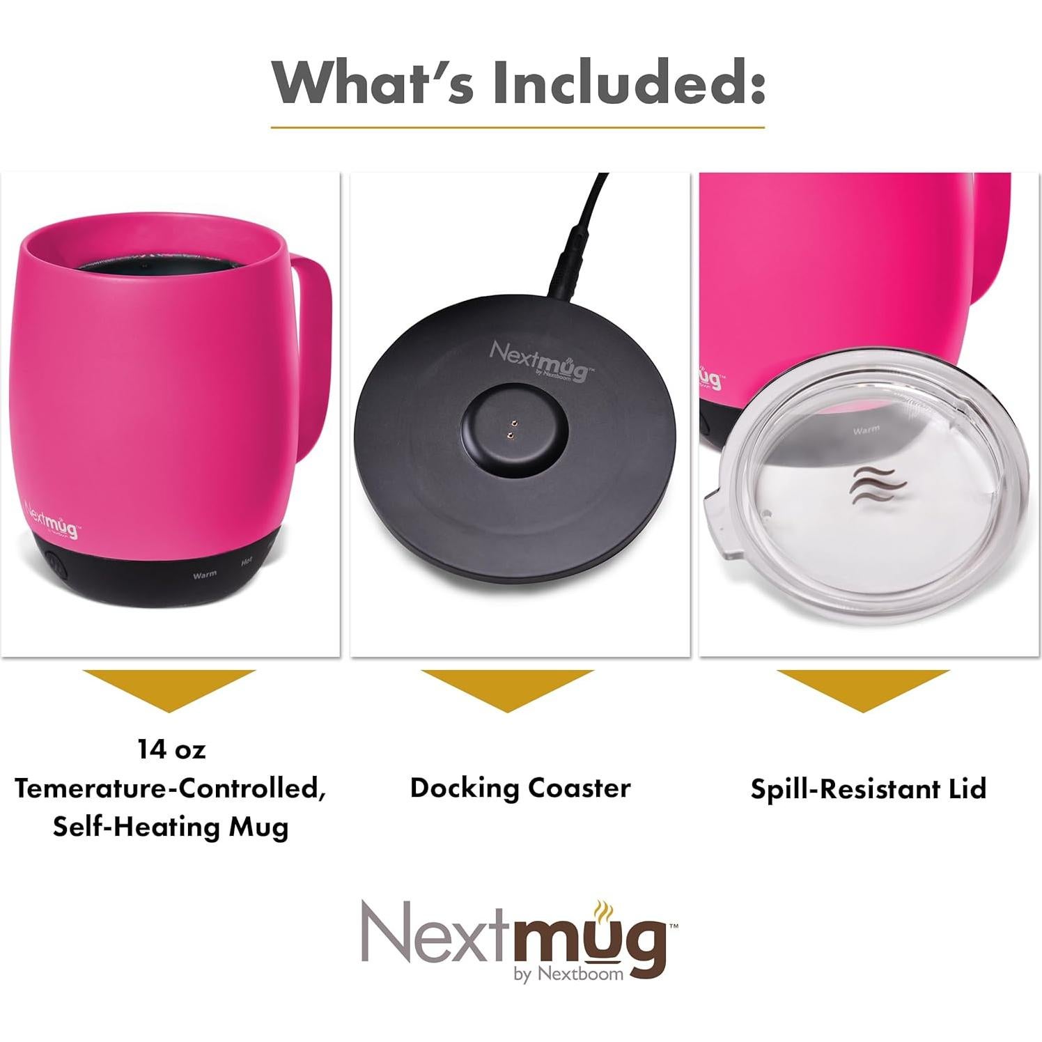 Nextmug Taza Autocalentable 396ml Rosa Verdadero