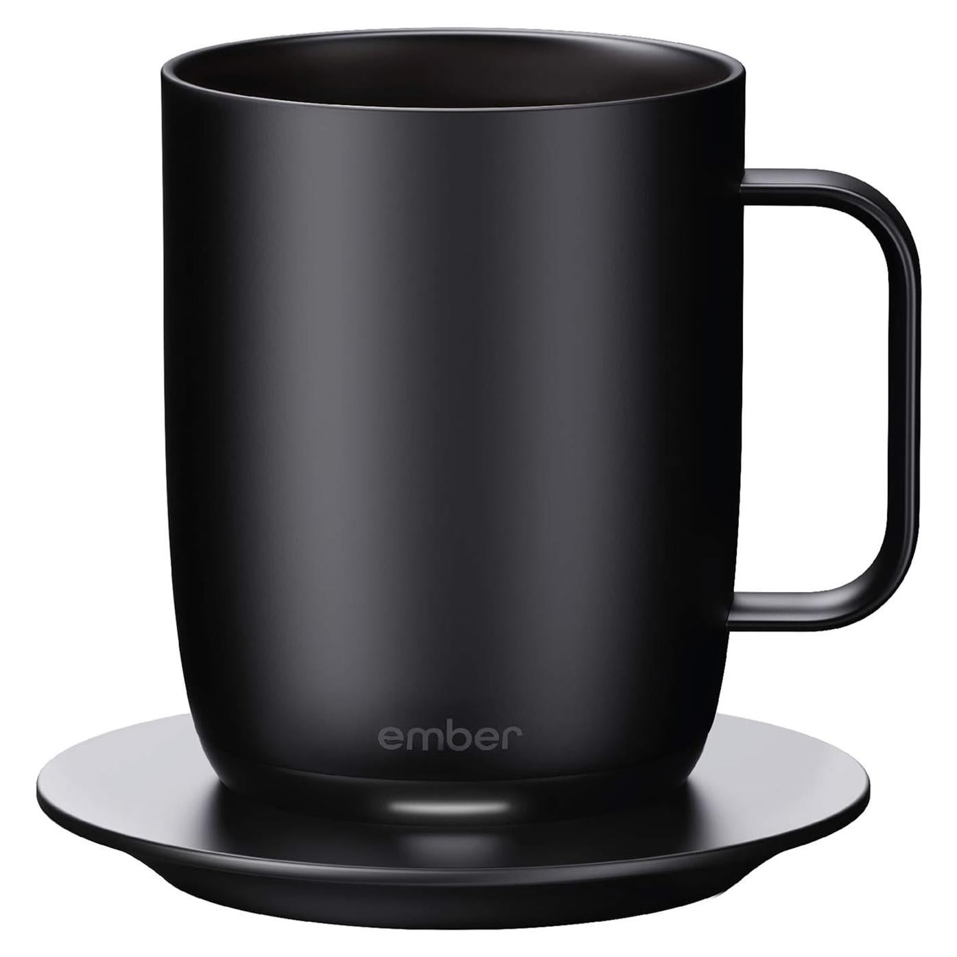 Temperature Control Smart Mug, 14 oz, 1-hr Battery Life, Black - App Controlled Heated Coffee Mug