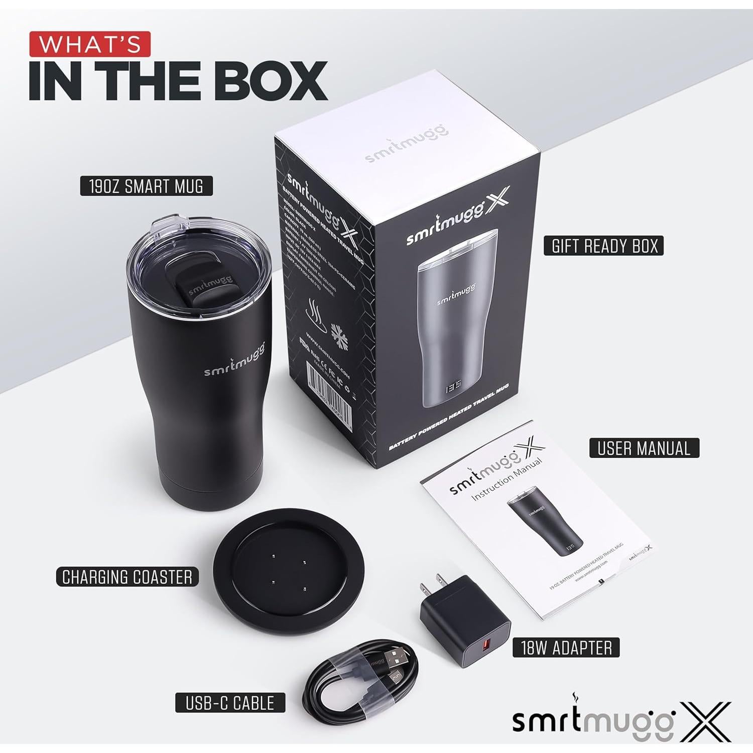 Taza calefaccionada SmrtMugg X 560 ml con control LCD