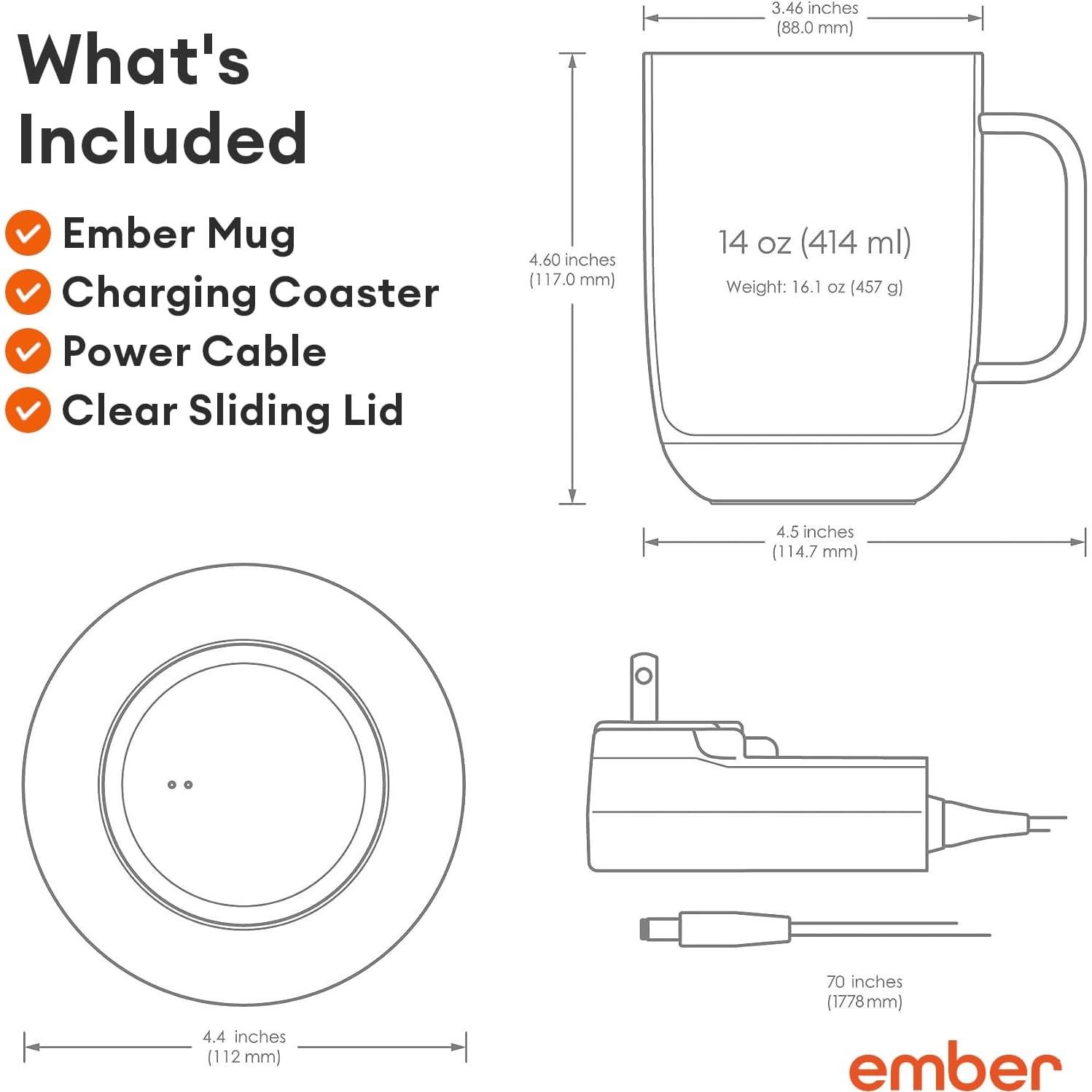Taza Inteligente Ember 2 414 ml con Tapa y Espumador Zulay