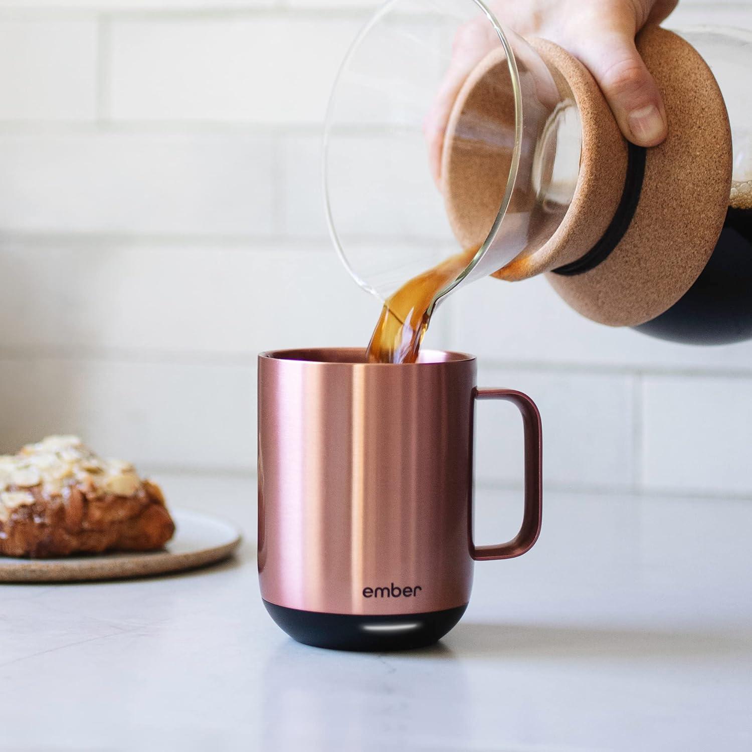 Taza Inteligente Ember 10 oz Oro Rosa + Espumador Zulay