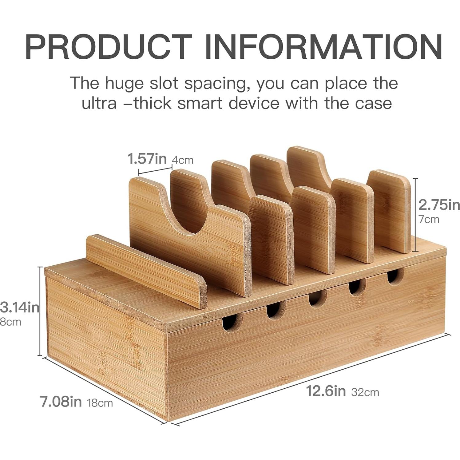 Estación de Carga de Bambú MINCORD para 5 Dispositivos