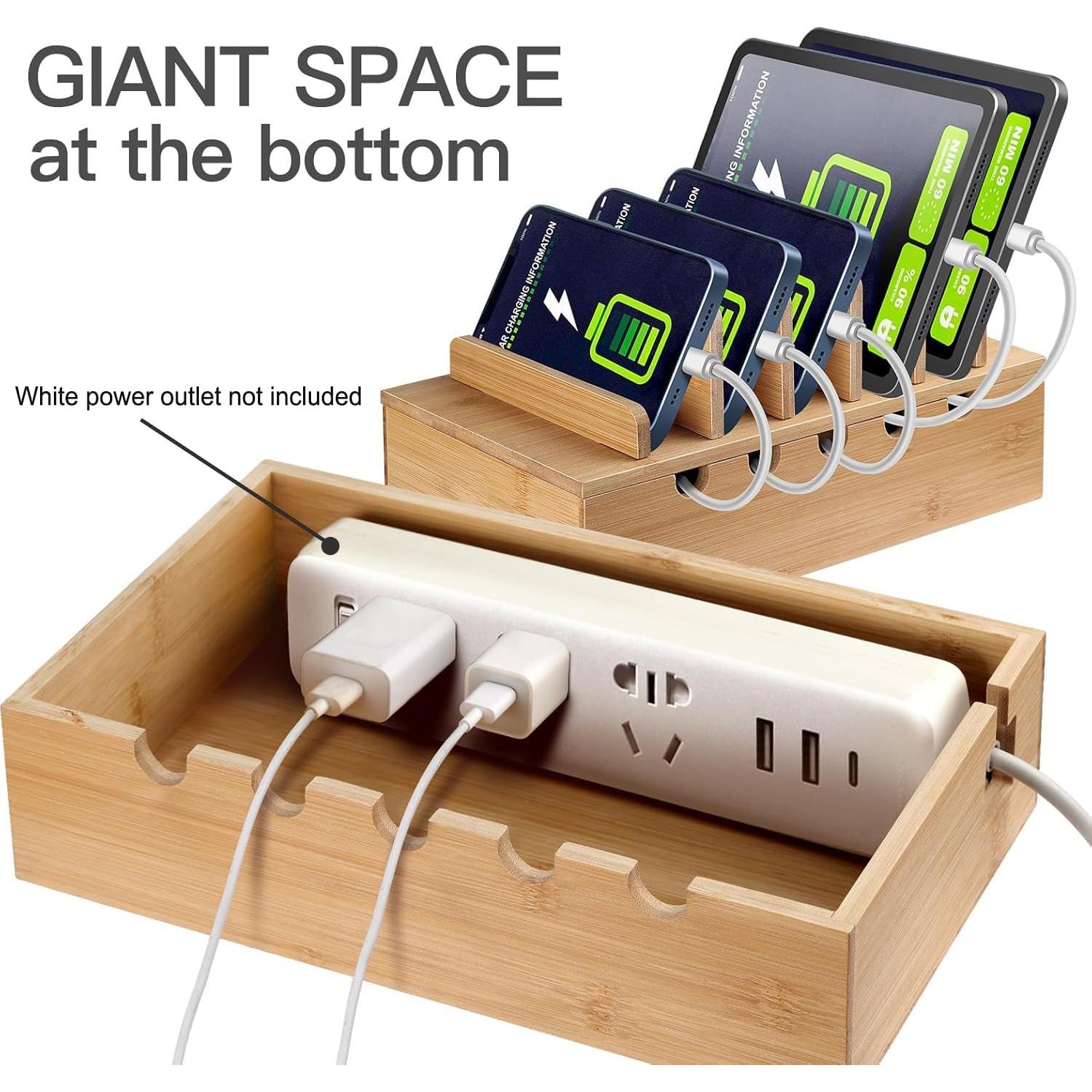 Estación de Carga de Bambú MINCORD para 5 Dispositivos