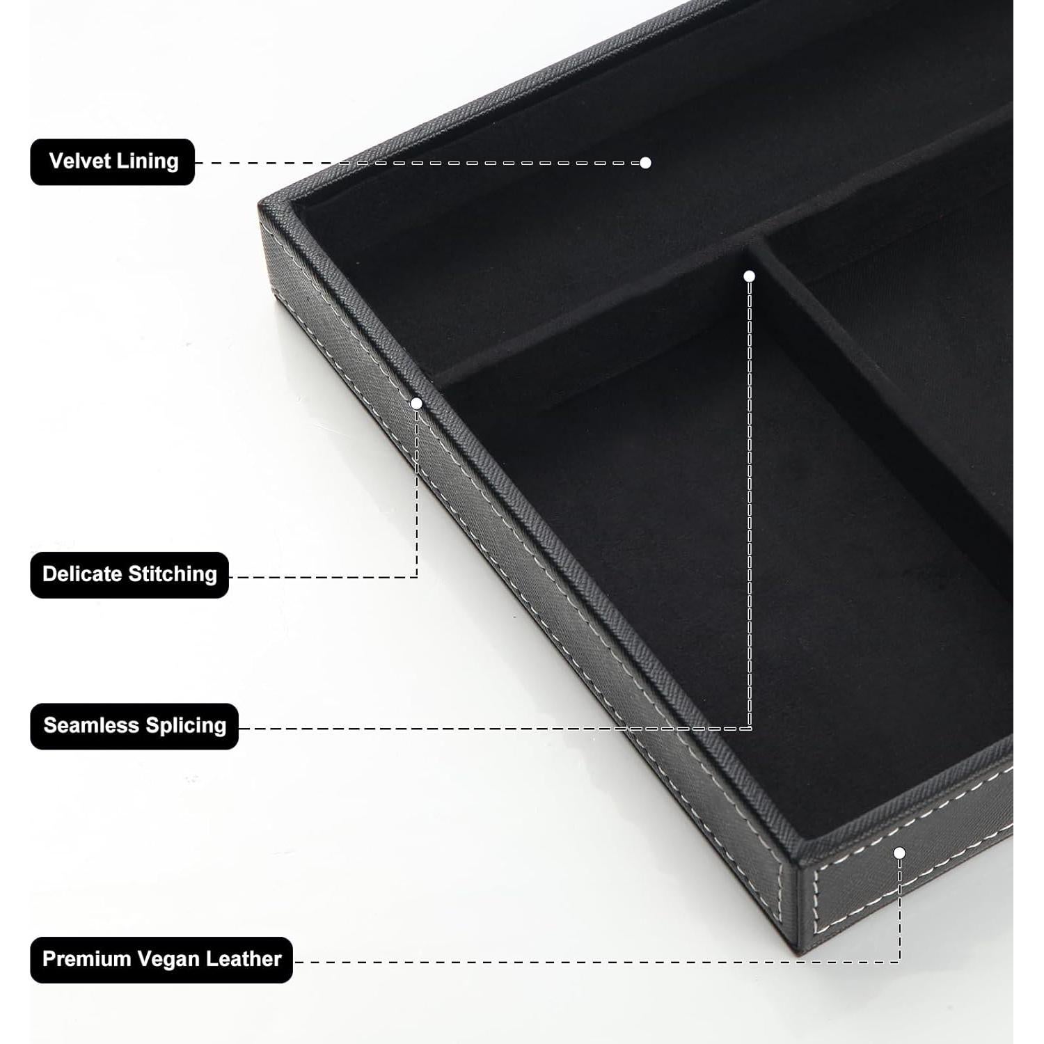 TopMade Bandeja de Valet con Carga Inalámbrica 4 Compartimentos Negro