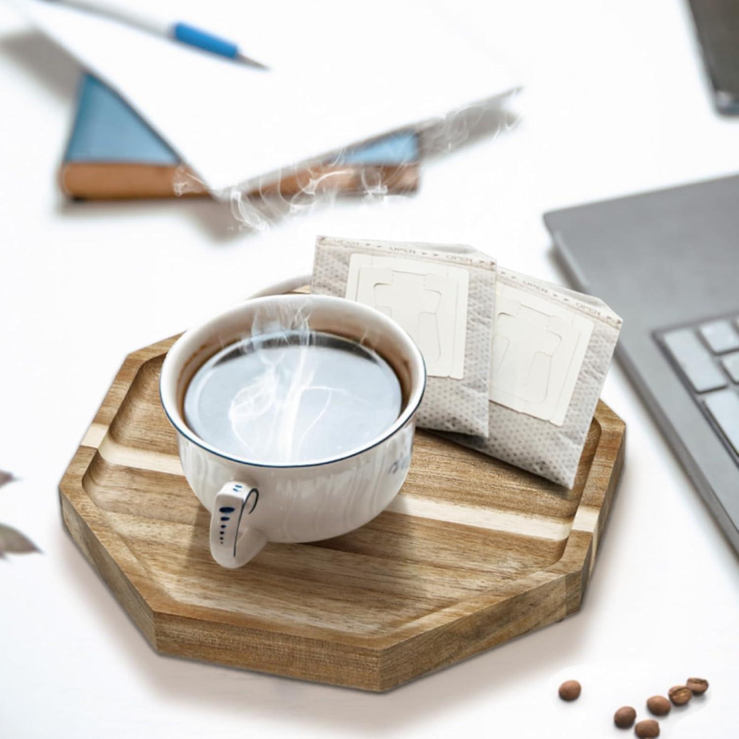 Paquete 2 Bandejas de Madera Acacia Octagonales 24,89 cm