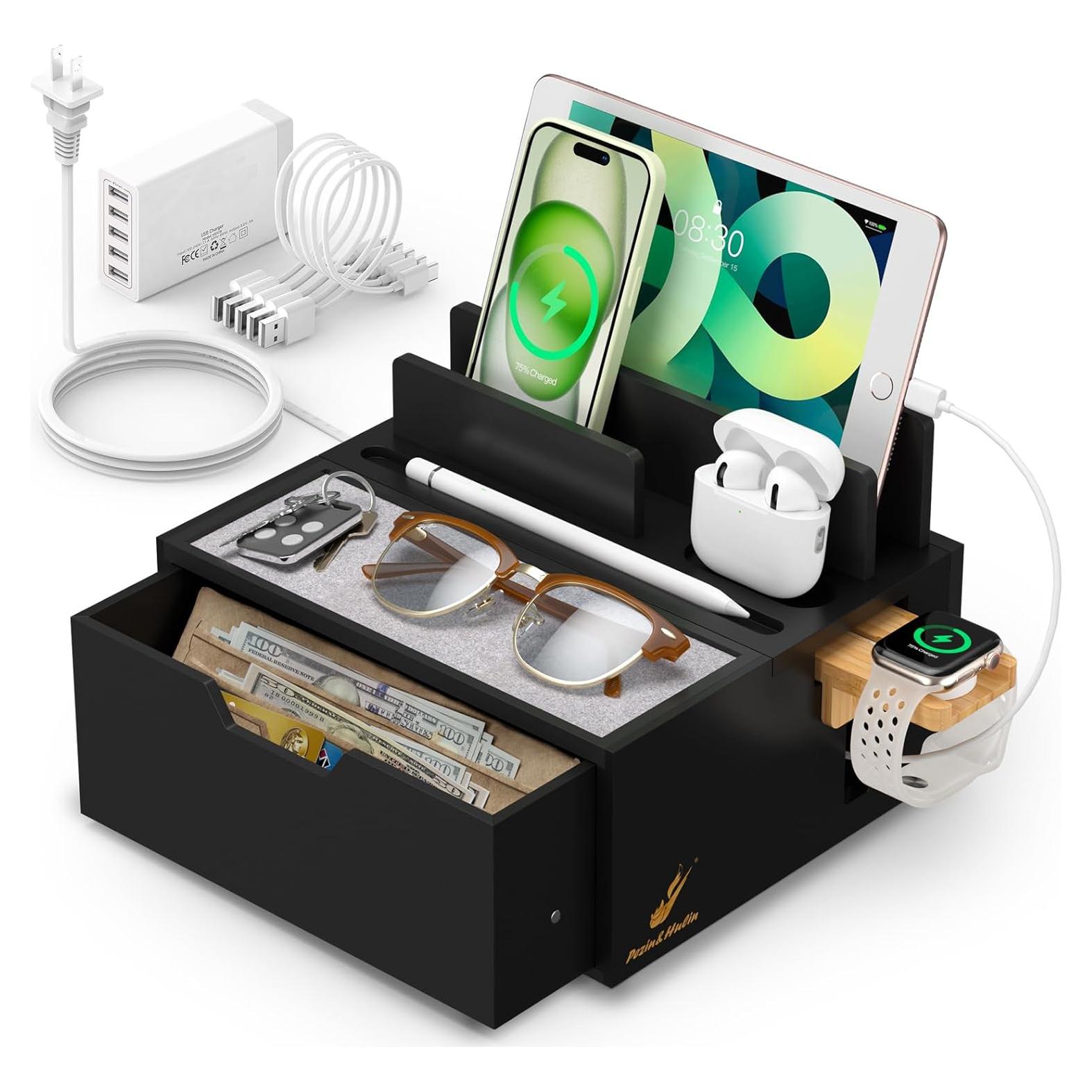 Estación de Carga de Bambú Pezin & Hulin 5 Puertos Negro